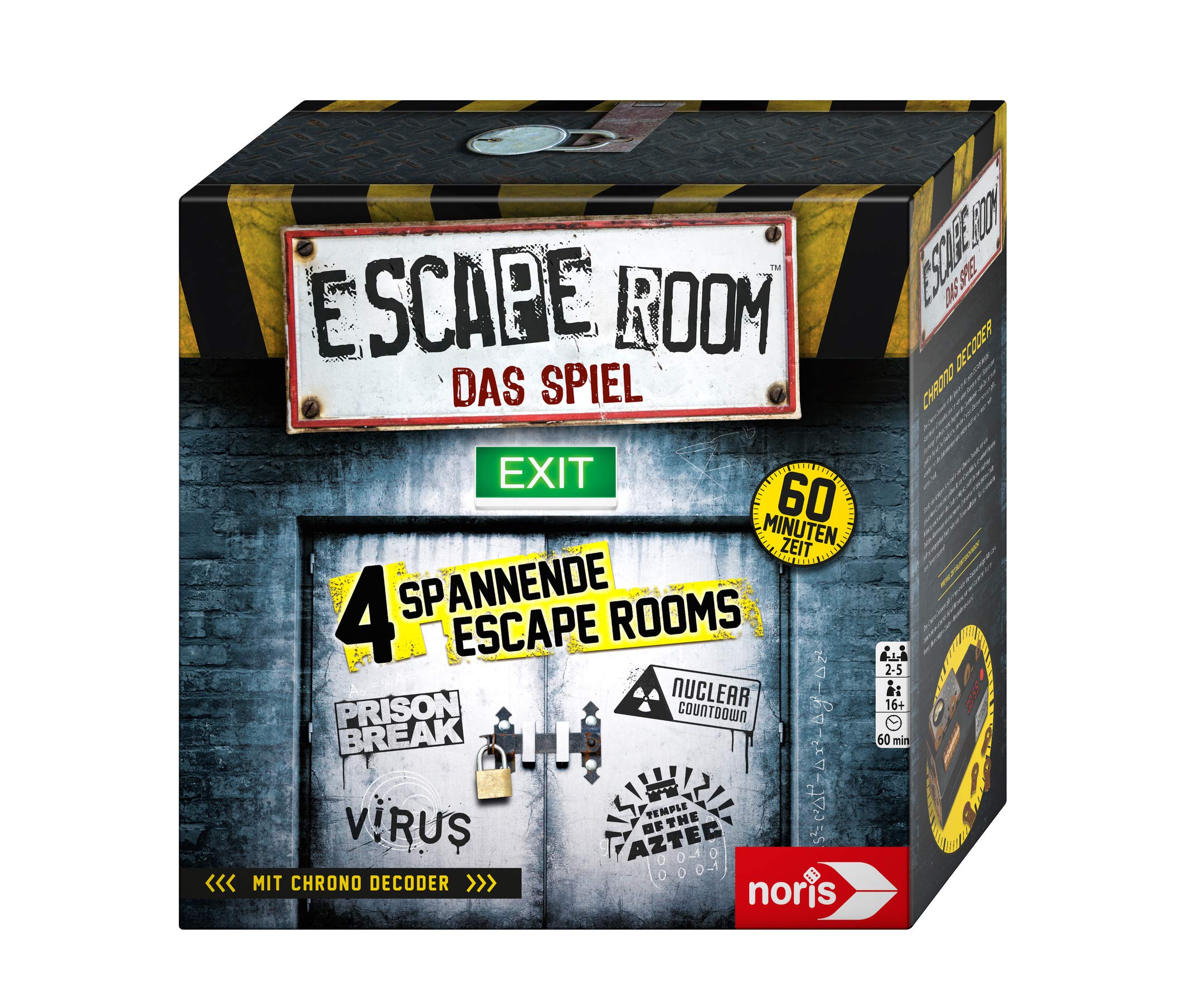 Noris 606101831 - Escape Room Mega Pack - Familien und Gesellschaftsspiel für Erwachsene, inkl. 5 lösbare Fälle und Chrono Decoder, ab 16 Jahren