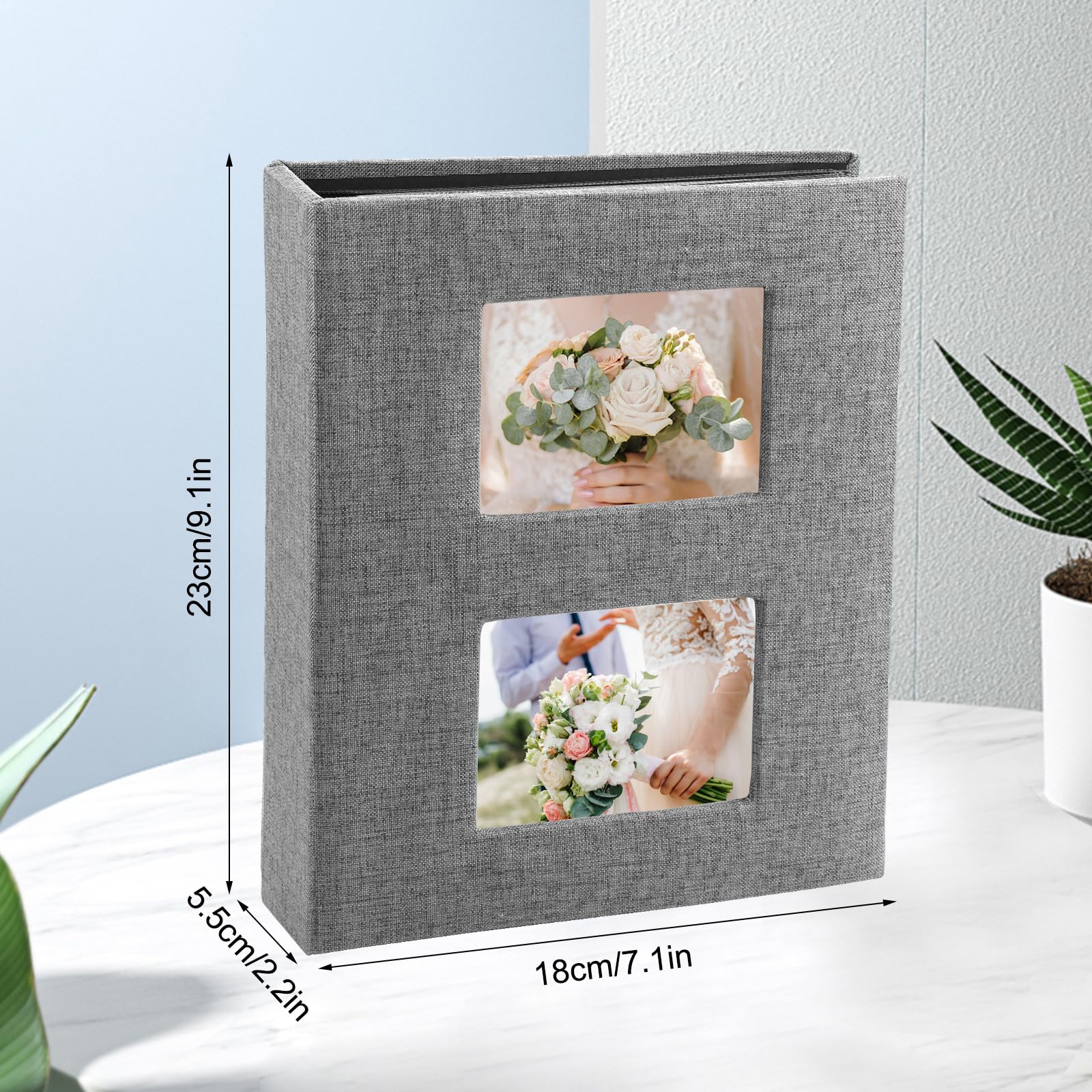 Ywlake Lot de 2 albums photo de 10,2 x 15,2 cm, mini-capacité, 50 pochettes, Albums photo en lin, pour 50 photos verticales uniquement, violet
