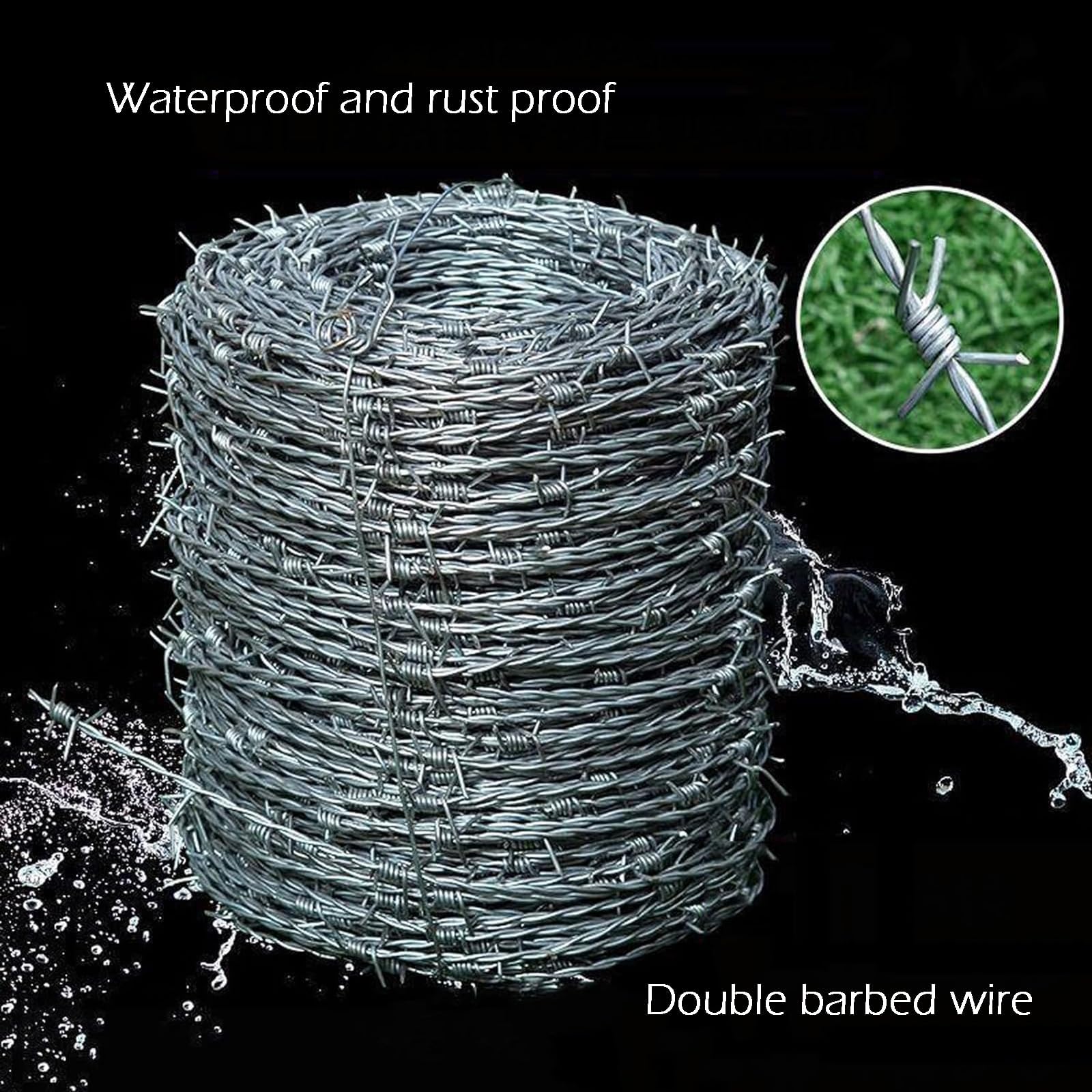 Cercas de Alambre de Espino - 4 Puntos Galvanizados - Práctico para Proteger Huertos/Ganado - Resistente a la Tracción,2.2mm,100m(328ft)