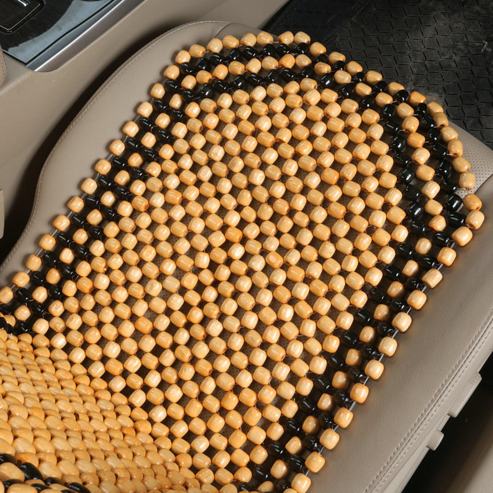 Sitzauflage aus Holzperlen, Sitzaufleger Holzkugeln, Massage Autositzauflage Holz, Universal Sitzmatte Natur für Autositze,Braun