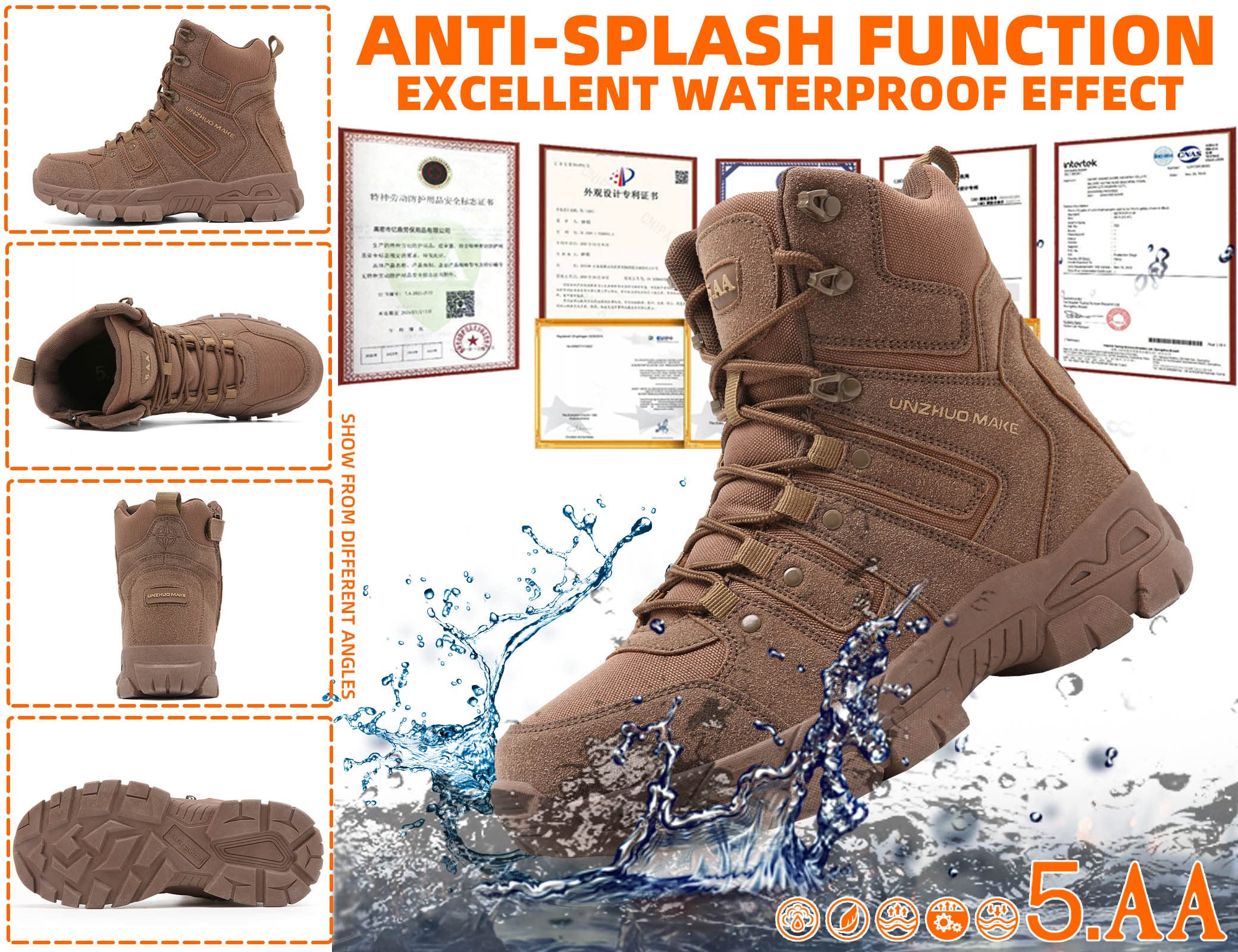 B2122 Herren militärische Taktische Kampfstiefel Verschleißfeste wasserdichte Wüsten Schuhe Außenbereich Einsatzstiefel Rutschfeste Camping Trekking Wander Stiefel