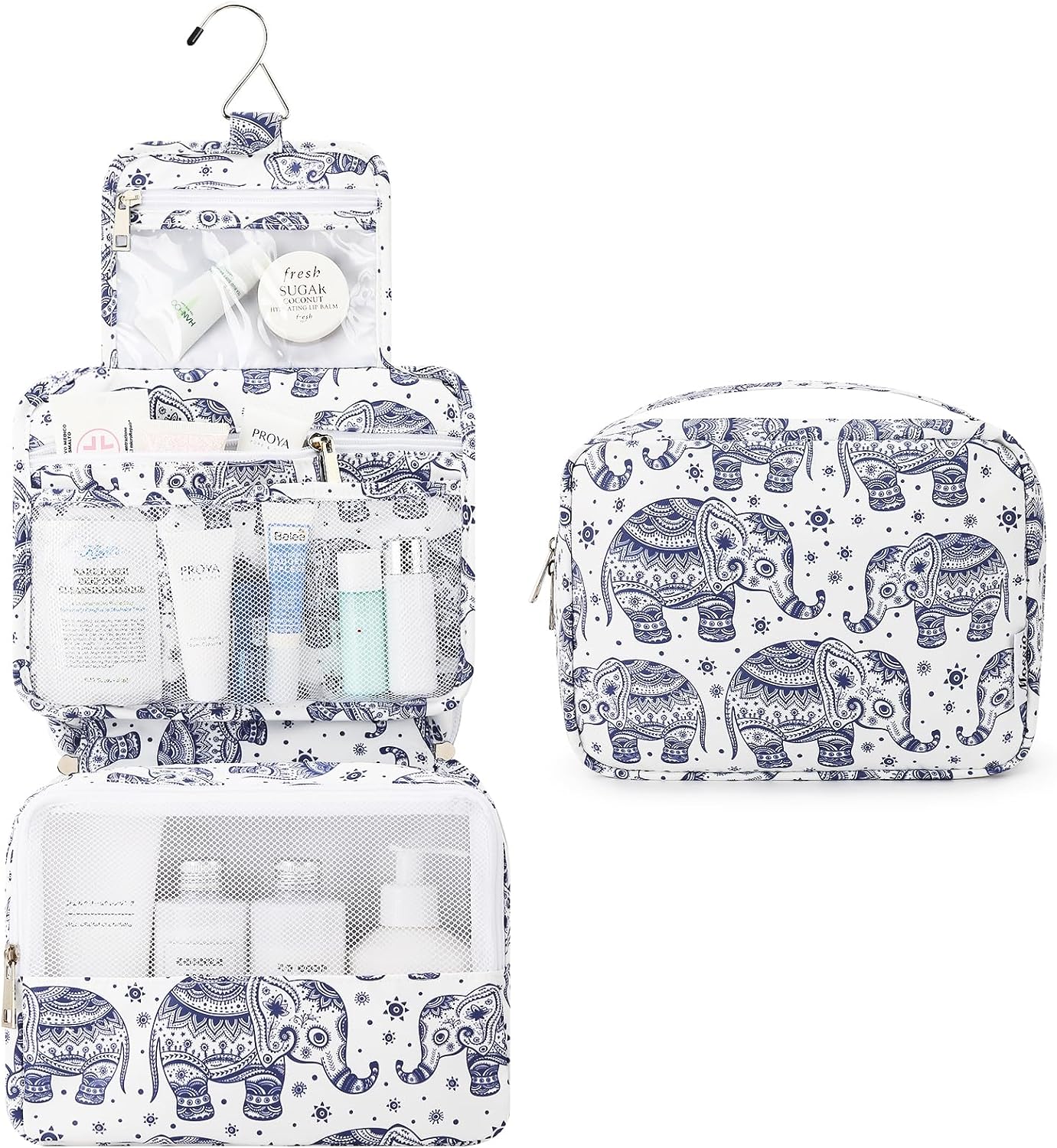 Mossio Hanging Toiletry Bag with Sturdy Hook - Large Portable Cosmetic Makeup Travel Organizer for Men & Women image 2