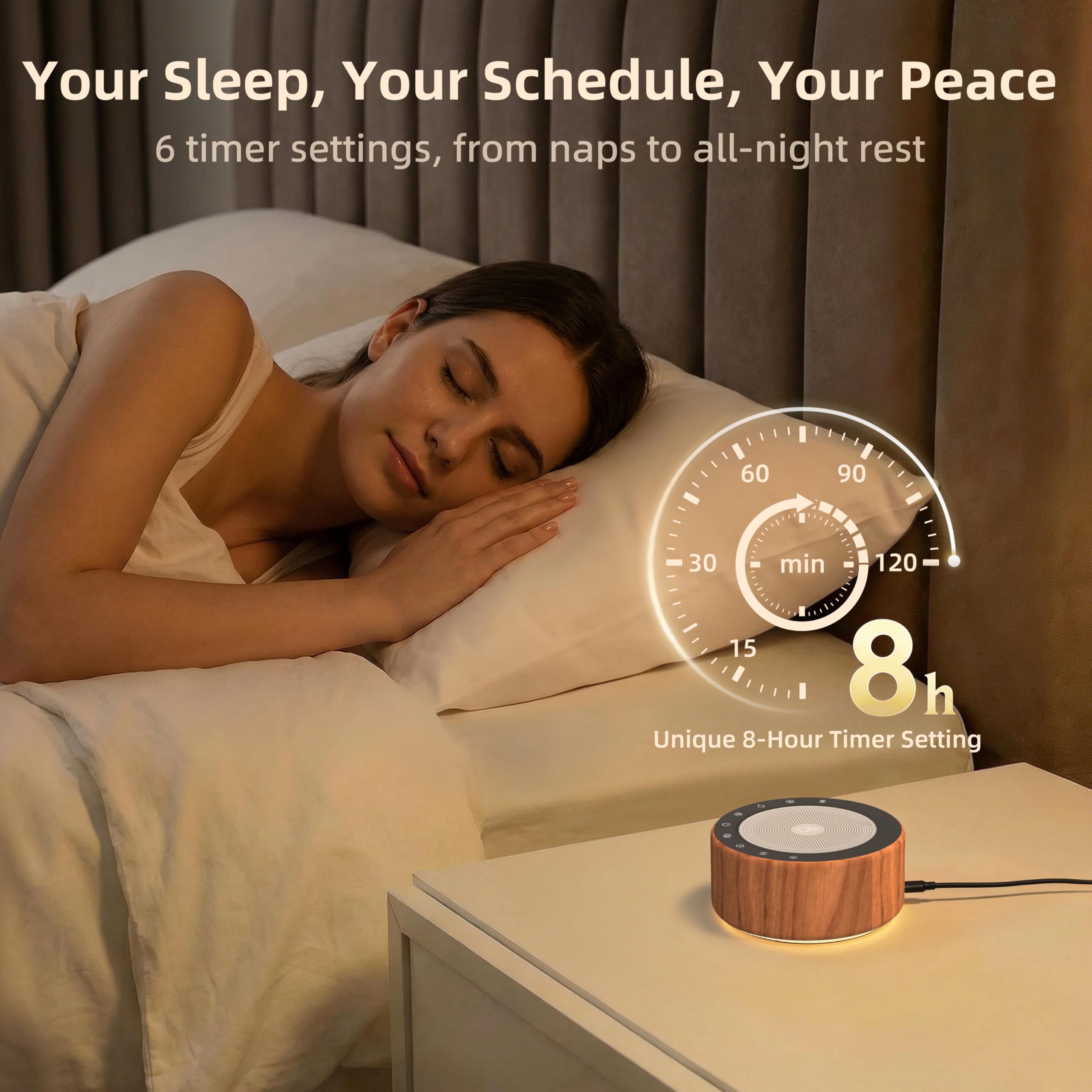 Macchina del rumore bianco con 30 colonne sonore ad alta fedeltà, luci notturne a 7 colori, griglia e pulsanti in metallo Full Touch, timer e funzioni di memoria, macchina del suono per bambini e