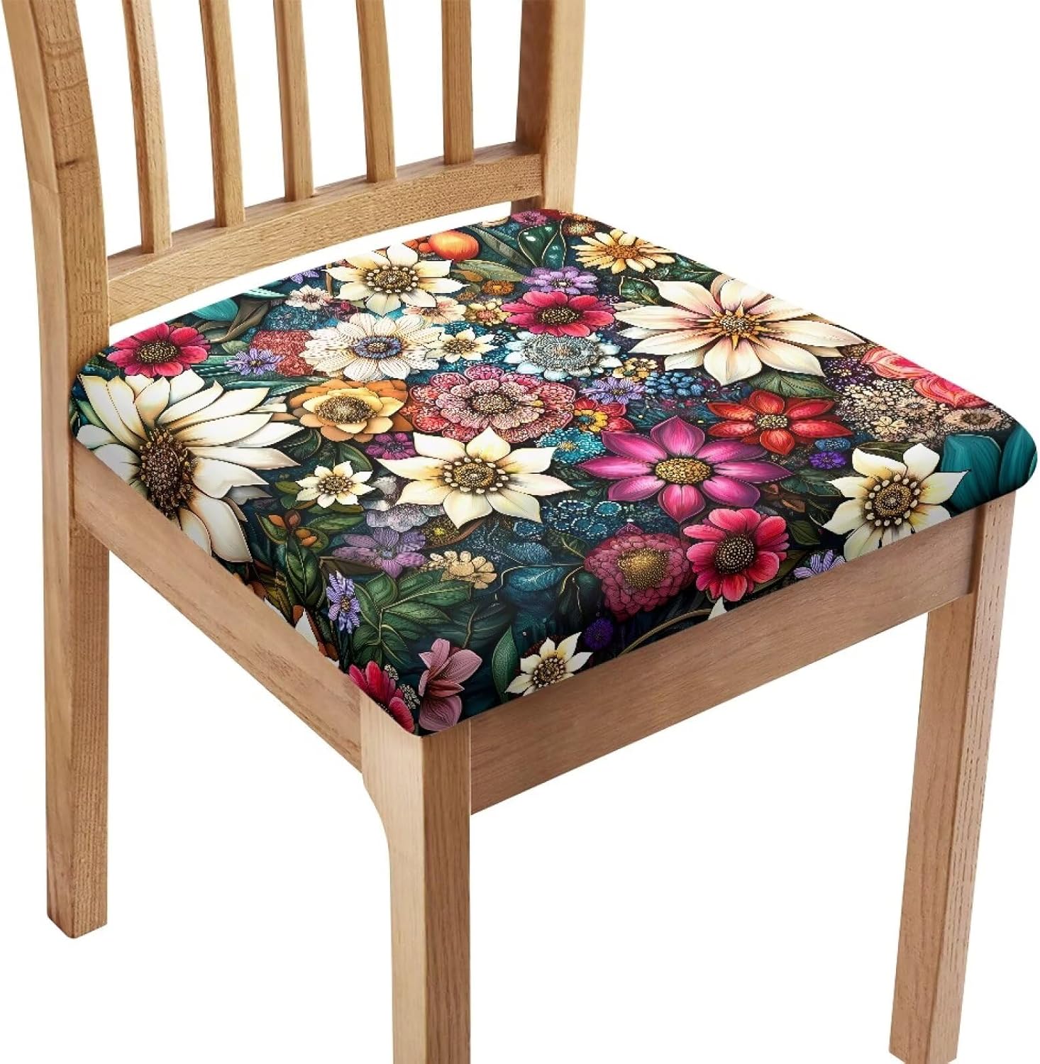 Cow Print Chair Seat Covers for Dining Room Chairs Set of 6,Brown Chair Seat Slipcovers Protector Kitchen Accessories Dining Chair Covers