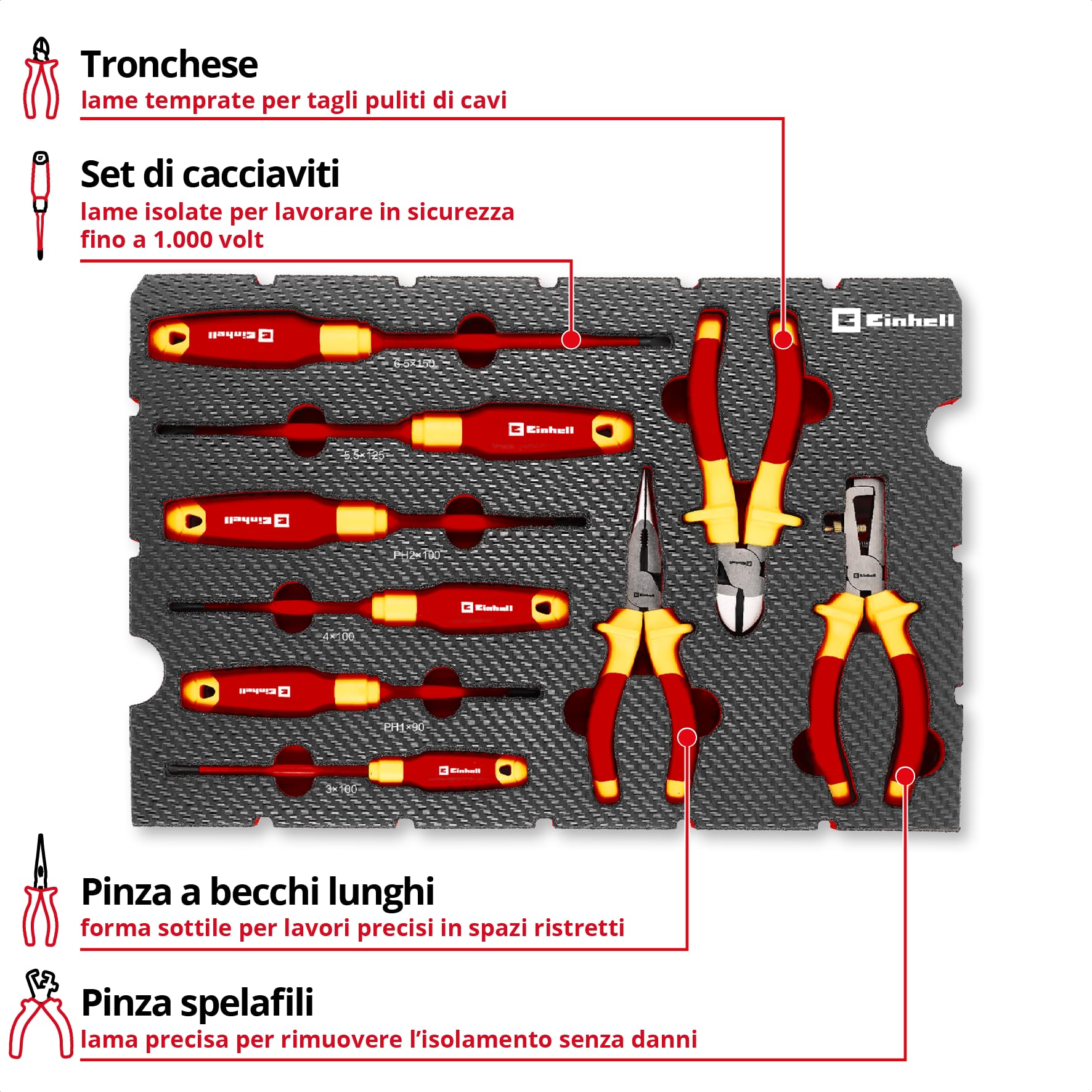 Originale Einhell E-Case Inserto Cacciaviti 17 pz (Set Cacciaviti, Tappo Battente, Forma Compatta, Cappuccio Rotante, Profilo Stella, Cromo Vanadio, Sistema E-Case)