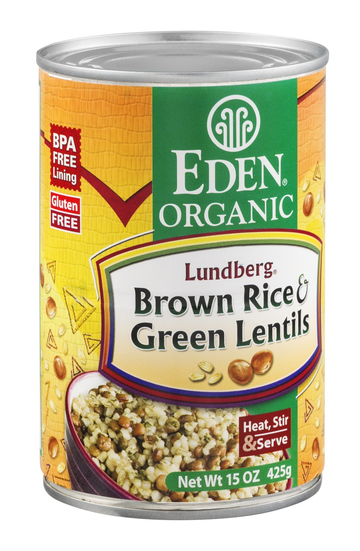 Eden Organic Brown Rice & Green Lentils, 15-Ounce Cans (Pack of 12)