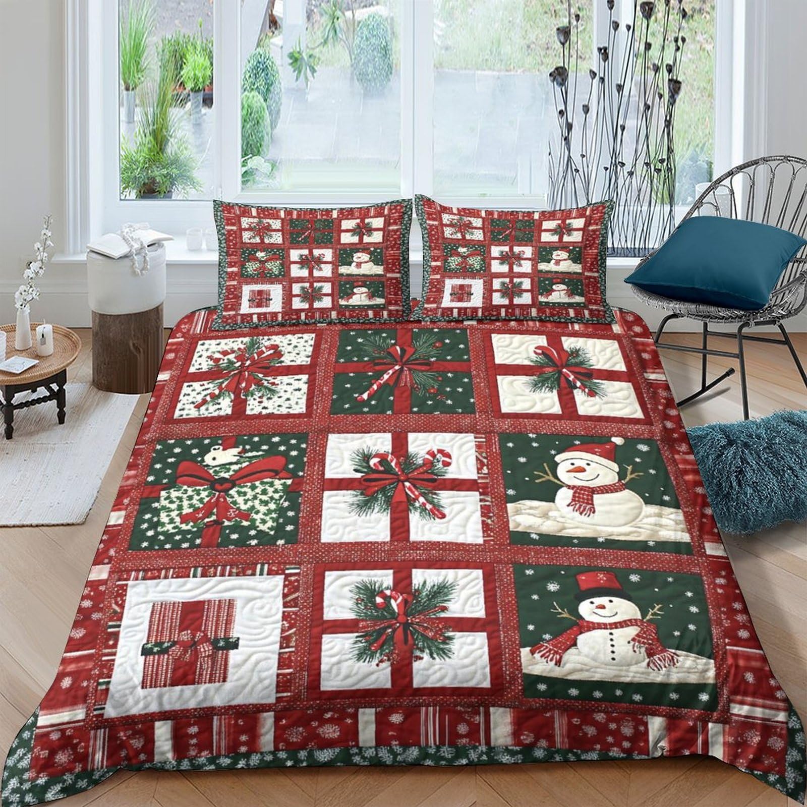 Ctjqhvkz Style-9 3D Printed Christmas Snowman Fitted Sheet Microfiber Soft Festive Gift Box Bed Cover For Bedroom Dorm Decor Single（135X200cm）