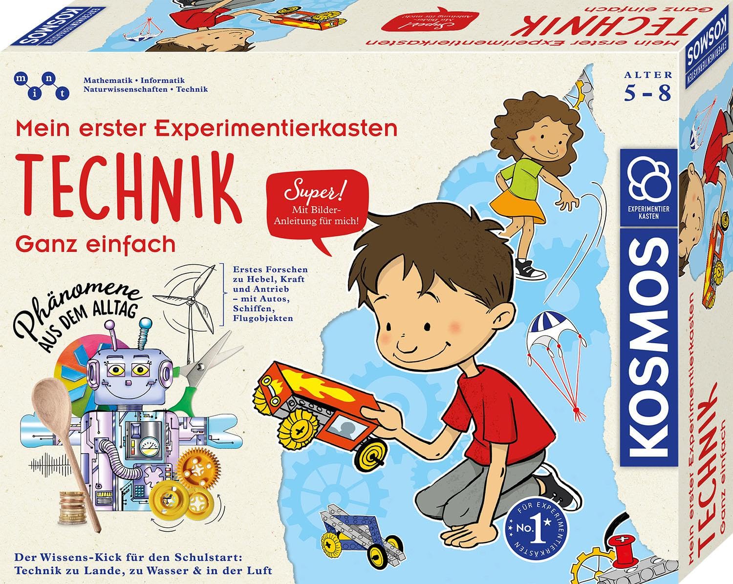 Kosmos 602291 La Mia Prima Tecnica - Scatola Esperimenti Per Bambini Da 5 A 8 Anni, 21 Esperimenti Su Terra, Acqua E Aria, Gioco Educativo Scientifico