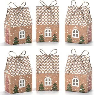 HSEAMALL 50PCS Christmas Party Gift Boxes,Kraft Paper Treat 