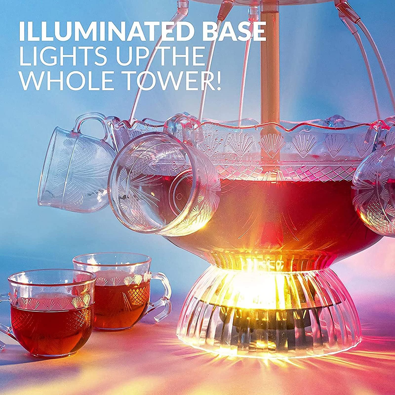TSTSM 3-Tier Party Fountain, LED Light Drinking Fountain Made of