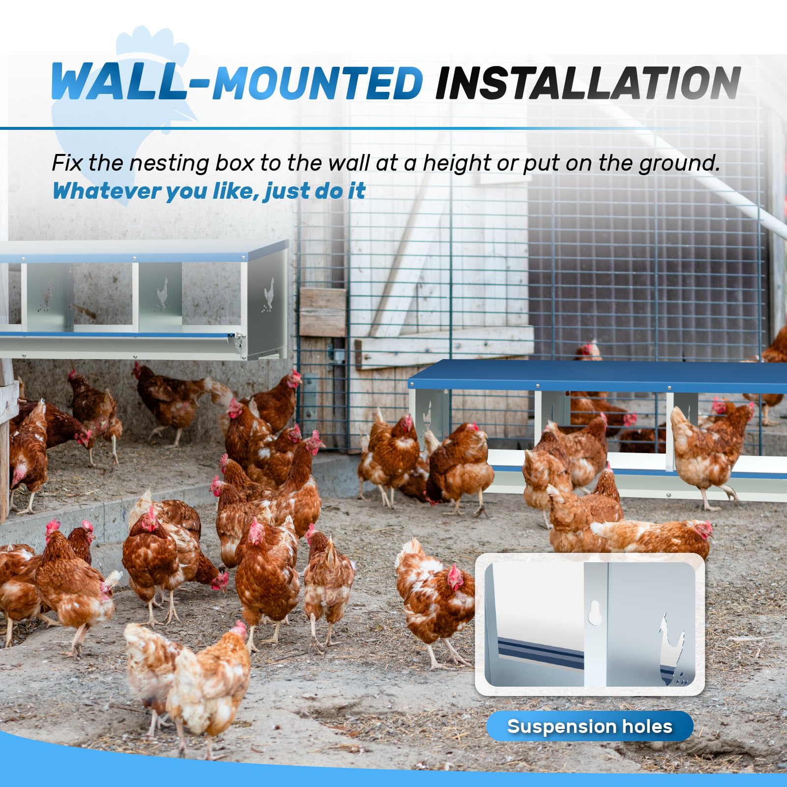 Caja nido de gallina para poner huevos, caja nido de 3 compartimentos para gallinas, patos, aves de corral, protección de huevos, gallinero, fácil colección de huevos, caja nido para gallinero,