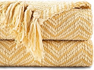 BATTILO HOME Gold Throw Blanket for Couch, Fall Decor Blankets & Throws, Fall Throw Blanket for Autumn Halloween Decoration, Yellow Throw Blankets for Bed Sofa, 50"x60"