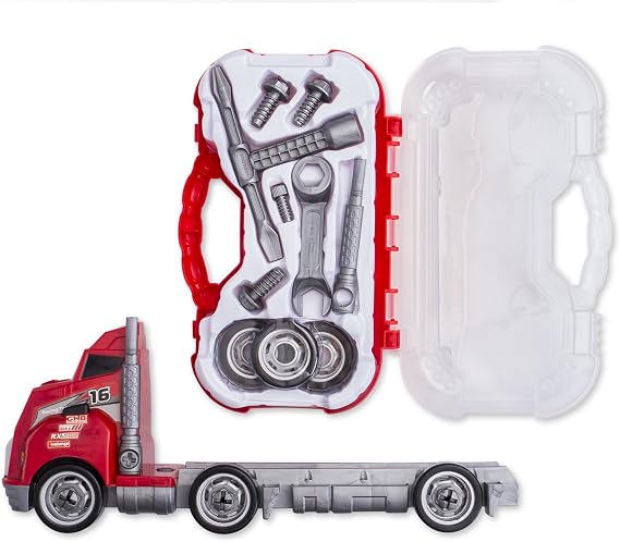 Big Daddy Big Rig Tool Master - Transport Toy Truck Carrier with Tools to Take Apart, Construct & Build. Get Your Child This Educational Truck.