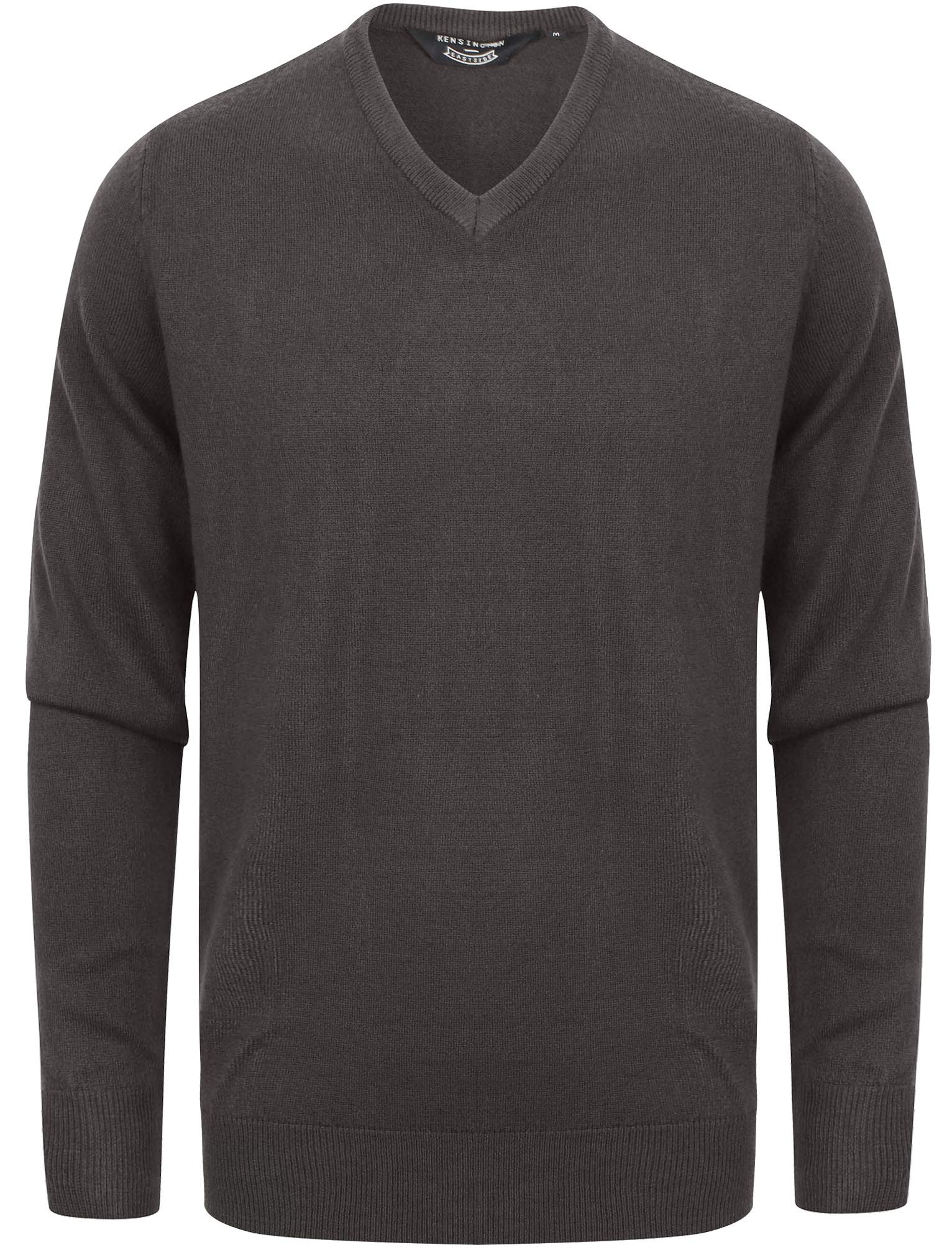 Kensington Eastside Men's Silvo - Ebony Grey Silvo V-Neck Jumper - Ebony Grey - Xl