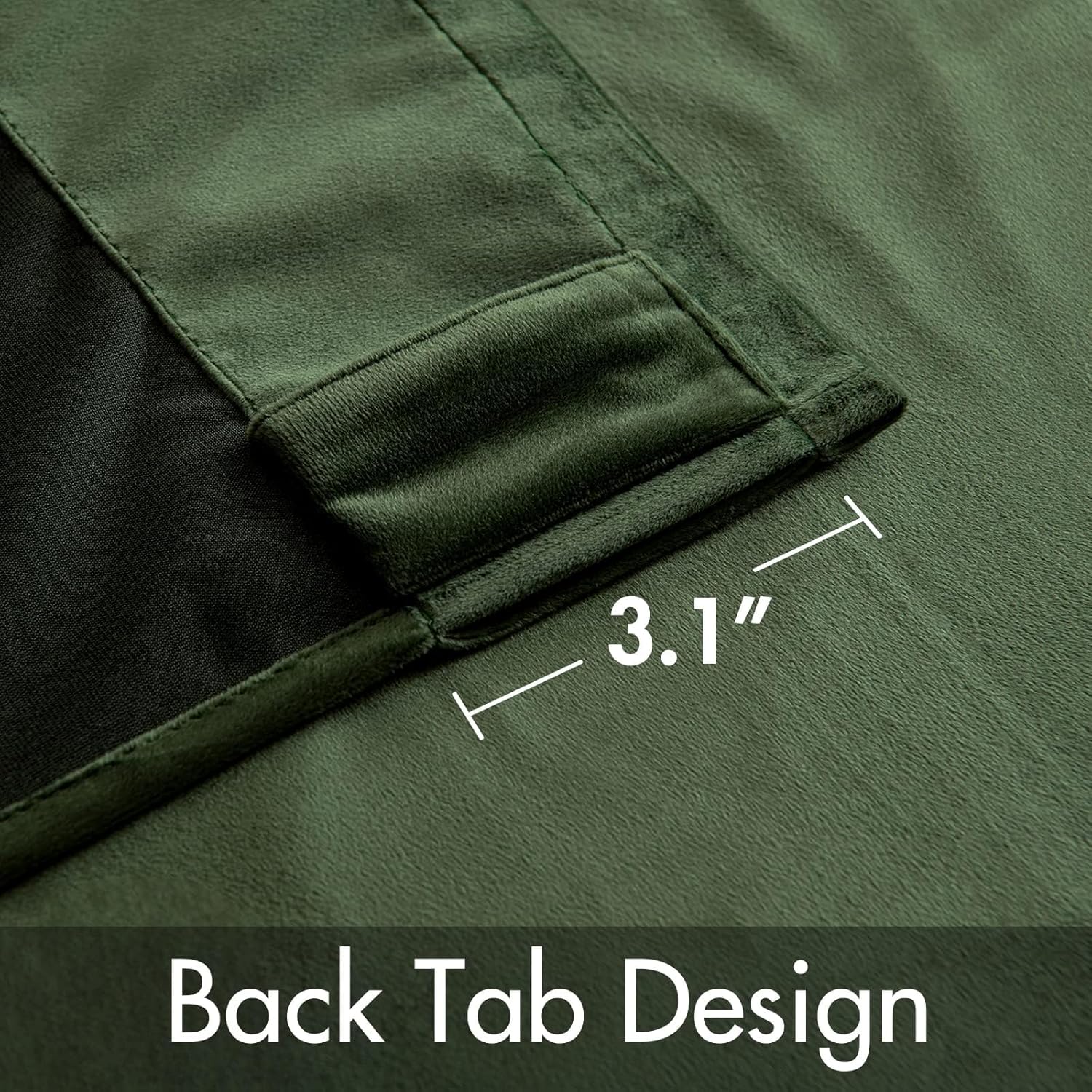 MIULEE Velvet Curtains 84 inches 2 Panels - Luxury Blackout Curtains for Bedroom Living Room Thermal Insulated Super Soft Window Drapes Rod Pocket & Back Tab, Olive Green, W52 x L84 inches thumbnail