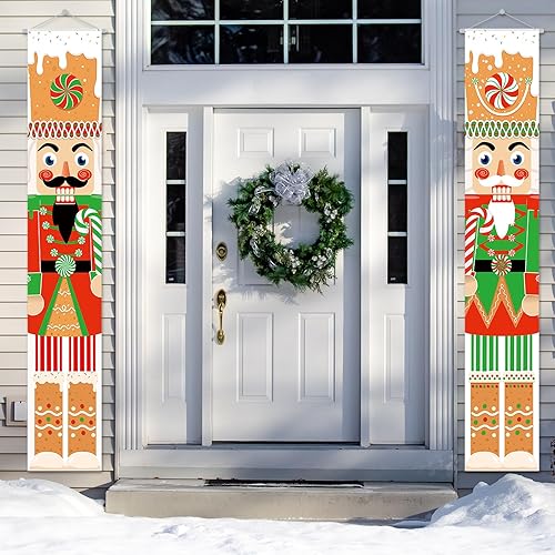 Miniatura 7 de Capoda 2 carteles de Navidad de cascanueces para decoración de cascanueces de jengibre, soldado, porche, puerta delantera, interior, patio, hogar,