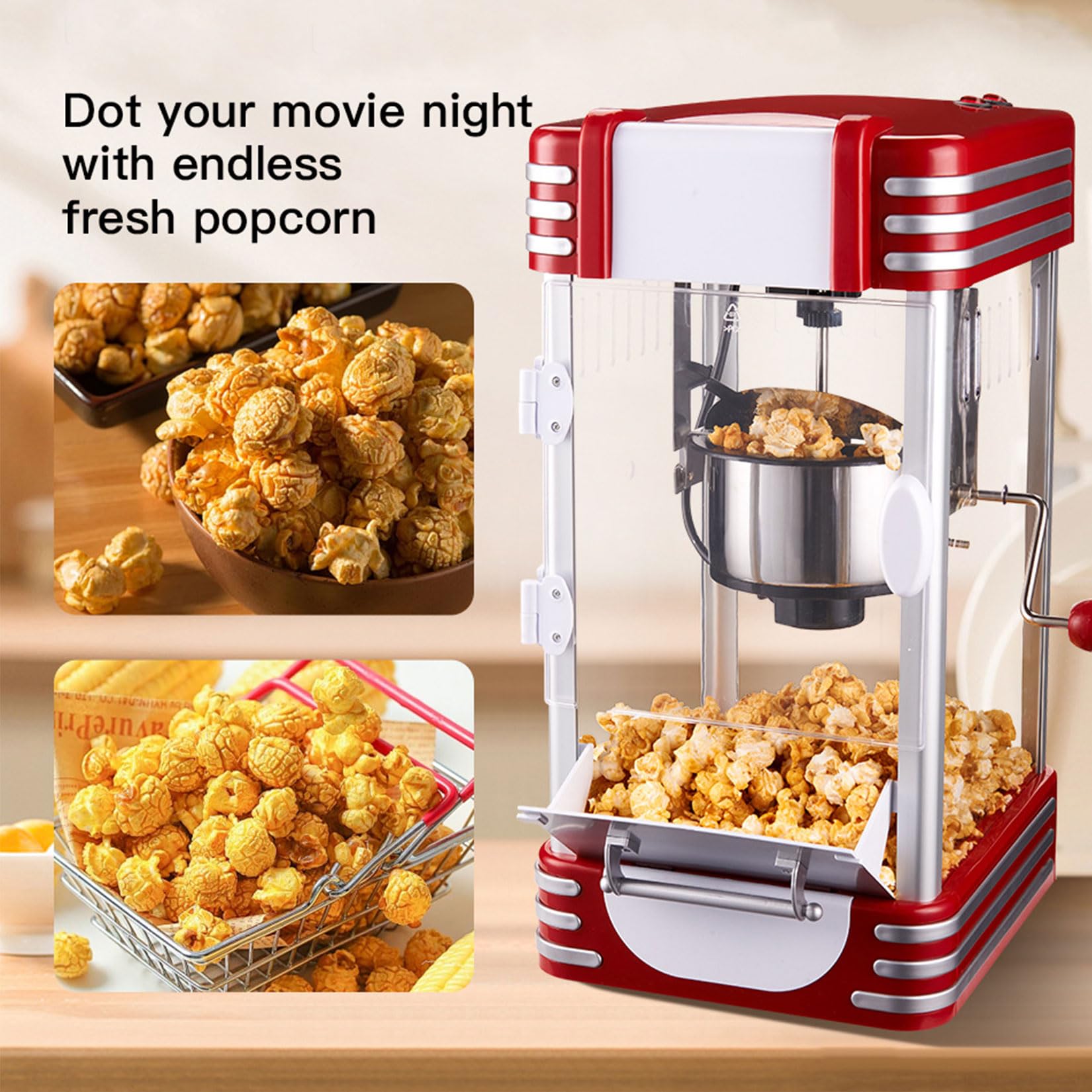 Mini Macchina per Popcorn ad Aria Calda, Popcorn Popper Elettrico Domestico da 1200 W con misurino, Sano Senza Olio per Feste di Compleanno o Serate di Cinema