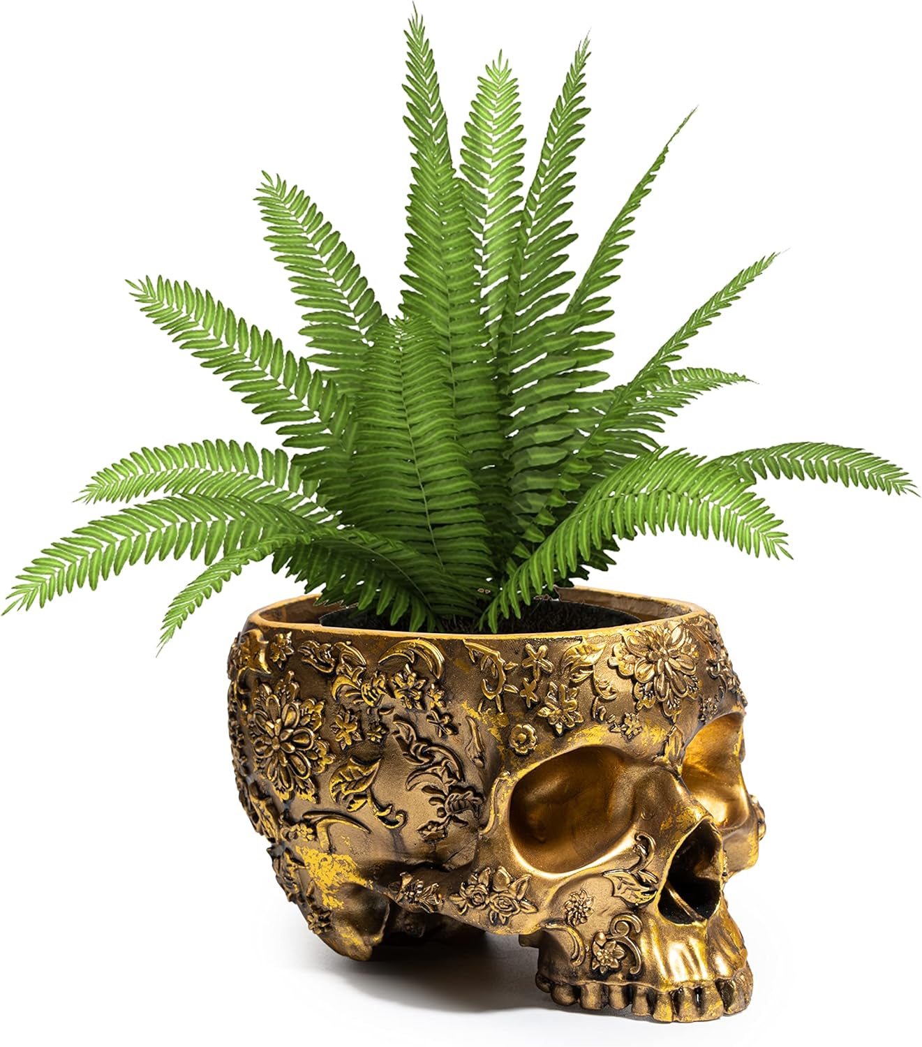 Black Skull Planter Pot 6 Inch Skeleton Head Pot for Succulents Flowers, & Bowl Dish Gothic Decor for Garden Home Parties Haunted House Spooky Black Display Halloween Skull Flower Pot Decoration Gift