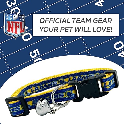 Miniatura 7 de NFL CAT Collar de satén de Los Angeles Rams - Collar de equipo de fútbol para perros y gatos. Un collar de gato brillante y colorido con colgante de
