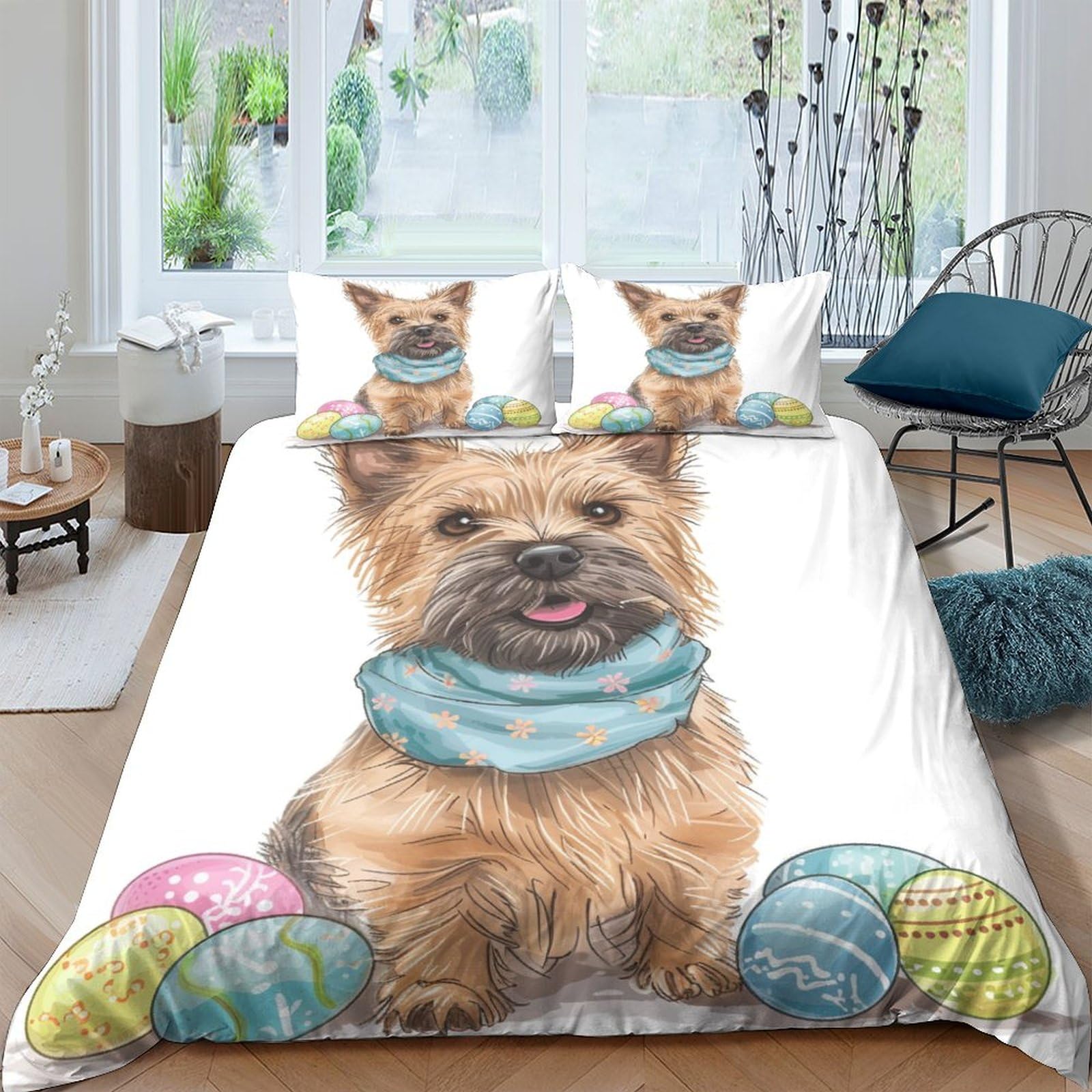 Tnfhsoft Border Terrier Dog 3D Duvet Cover Sets, Quilt Cover Microfiber Bedding With Zipper Closure Winter Soft Comforter Cover Apply To Kids Youth 3 Piece Set Comfortable Room Decor Double（200X200cm）