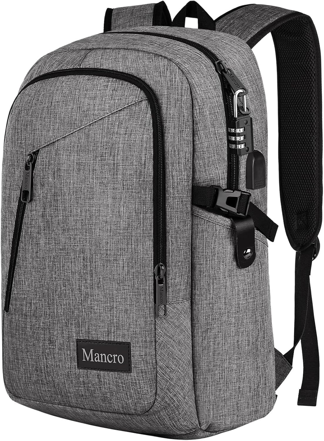 Mancro 17.3 Inch Business Laptop Backpack Large Travel Backpack with USB Charging Port Lightweight Anti-Theft Laptop Backpack for Men & Women