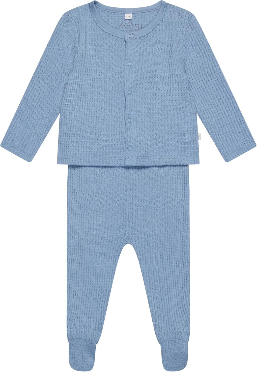 MORI Baby Waffle Cardigan and Footed Leggings Set - Stretchy Bamboo and Cotton Blend - Unisex Outfit for Toddlers and Babies