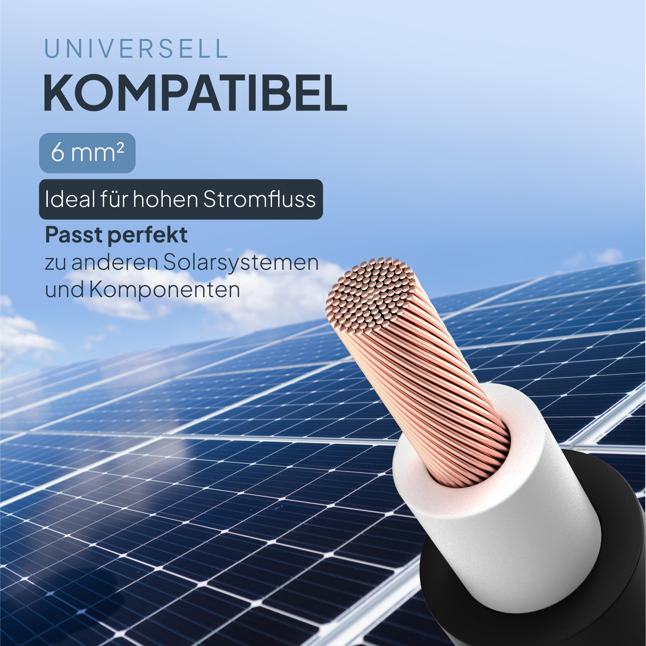 Solarkabel 6 mm² 50m – Solarleitung H1Z2Z2-K - Made in EU - Doppelt isoliert für Photovoltaik-Systeme – inkl. 0% MwSt. gem. § 12 Abs. 3 UStG (Schwarz - 50 Meter)