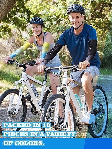 Miniatura 4 de 10 pares de mangas de protección solar UV brazo mangas de enfriamiento antideslizante compresión deportes poliéster Ciclismo cubiertas