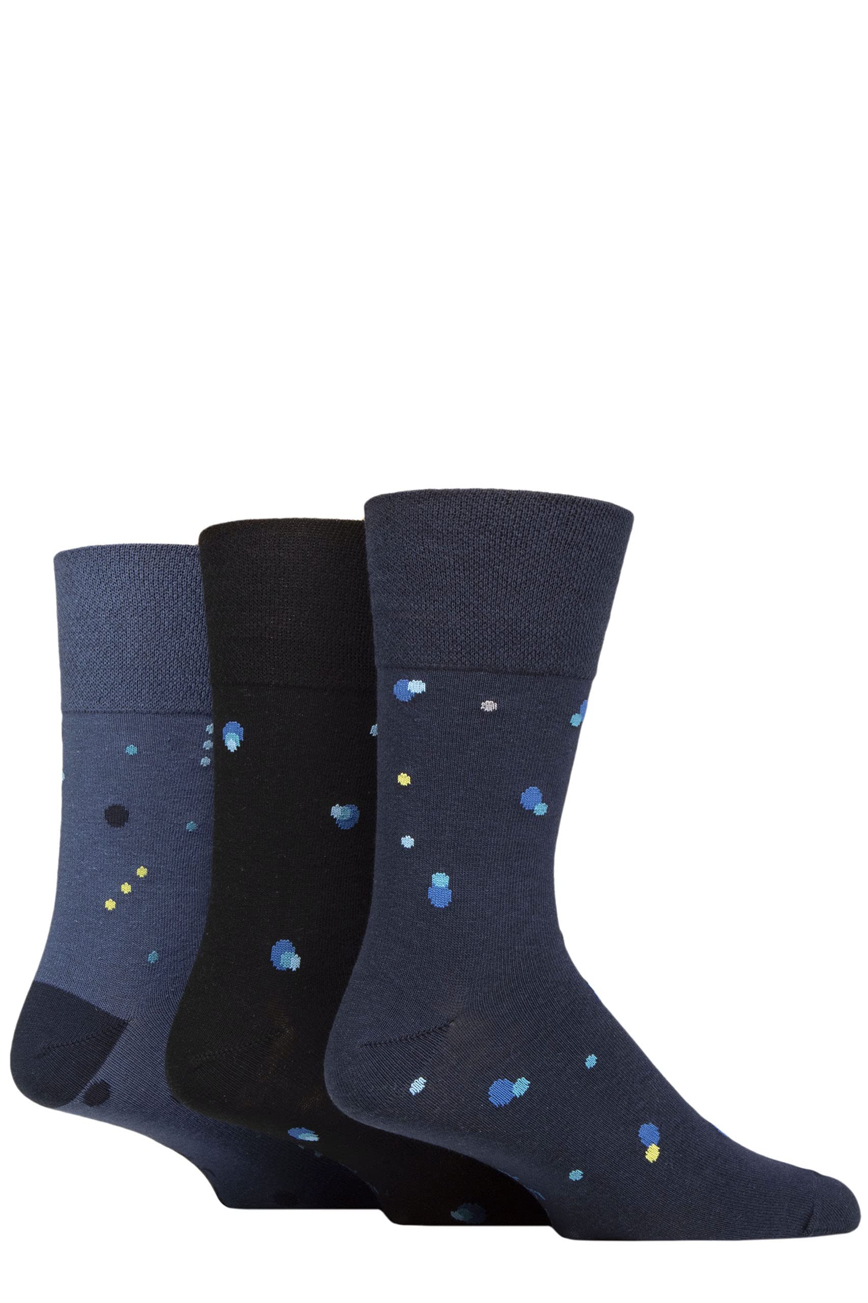 Sockshop Men's Cosmic Pulse Gentle Grip Patterned Socks Argyle Striped Spotty Geometric Design, Casual Everyday Wear, Honeycomb Top Comfort Cuff, Pack Of 3 - 6-11