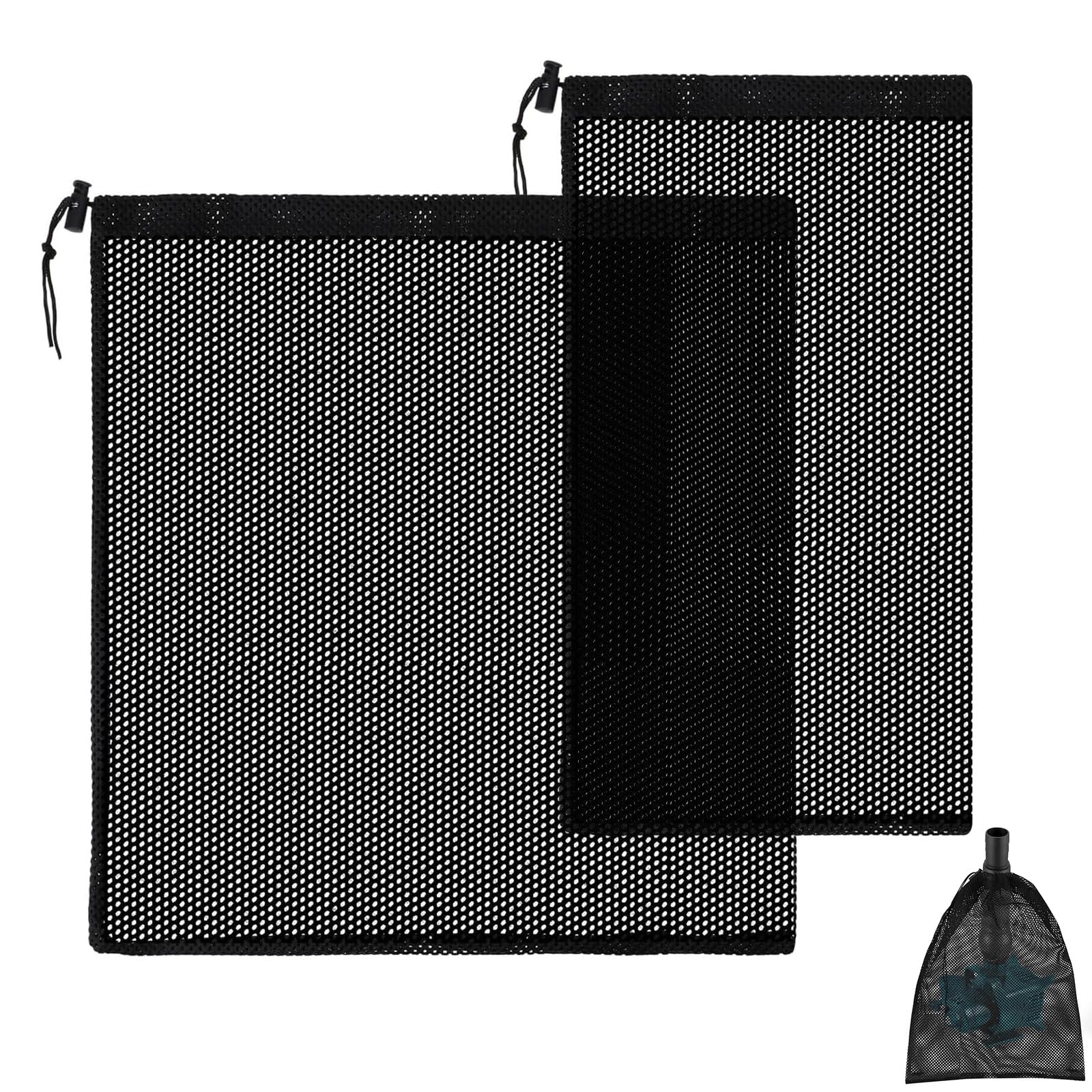 4pk Polyester Pond Pump Filter Bags, Drawstring Mesh Barrier