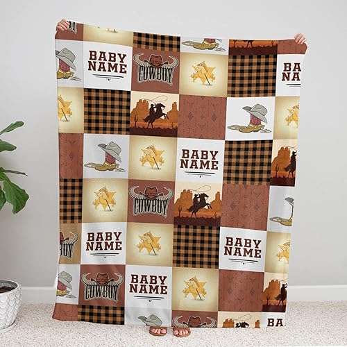 Miniatura 85 de Manta de bebé occidental, mantas de bebé personalizadas para niños, manta de vaquero para niños y niñas, manta de felpa personalizada con nombre