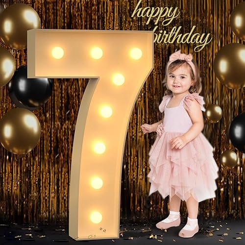 Miniatura 138 de Números iluminados grandes de 4 pies, números de marquesina 2 para decoraciones de cumpleaños de 21 para niños y niñas, números gigantes iluminados