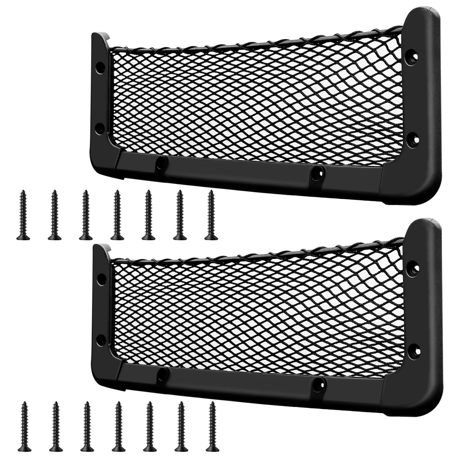 2 Stück ABS-Kunststoff-Rahmen, Auto-Netz, Auto-Netztasche, Handy, Auto, Netzhalter, Wohnmobil-Aufbewahrung, Boot, Frachttasche, Organizer, gerahmte Netztasche mit Schrauben für Auto-Wohnmobil-Netz