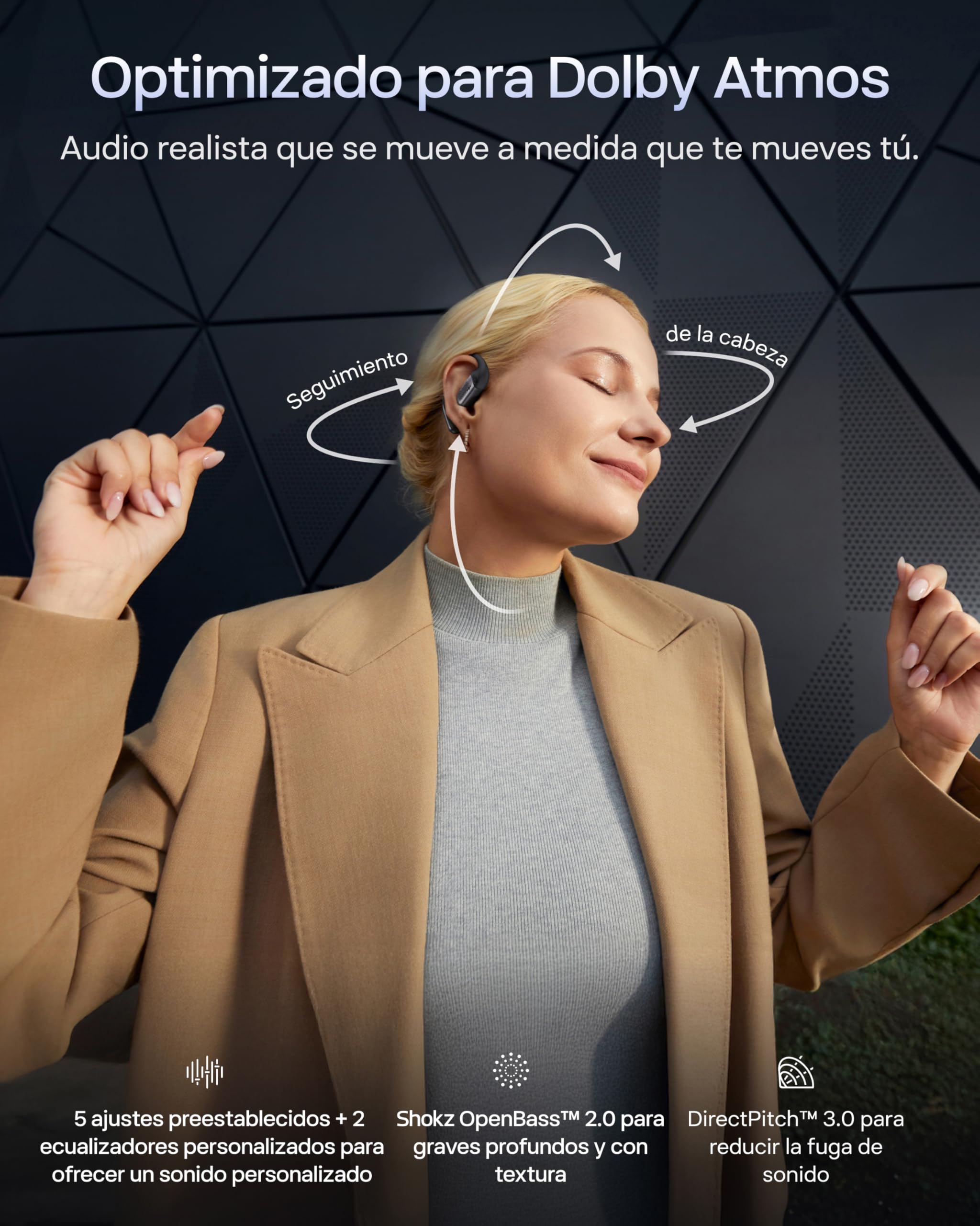 SHOKZ Auriculares inalámbricos Wireless OpenFit Pro, Dolby Atmos, Negro