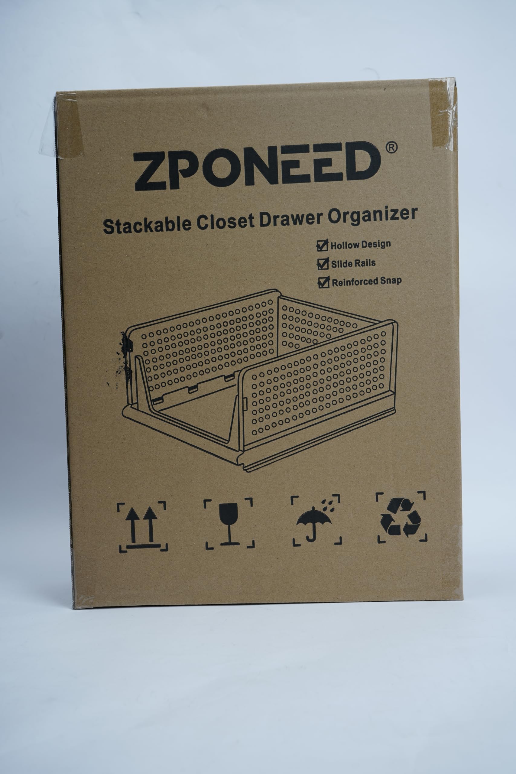 Juego de 5 cajones altos, organizador de armario apilable blanco, XL | caja de almacenamiento plegable, cajones apilables, cajas de almacenamiento de plástico, 42 x 33 x 25 cm