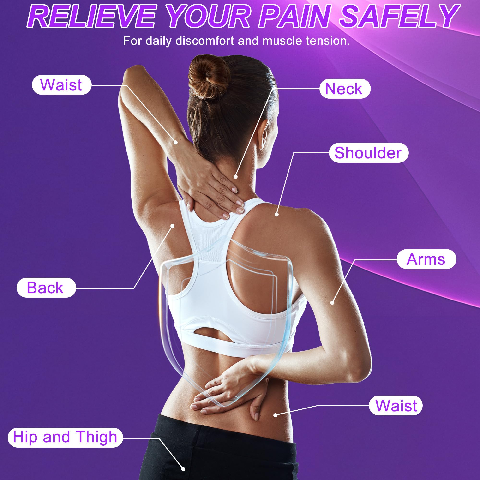 Belifu TENS Muscle Stimulator Unit for Pain Relief, Electronic Pulse Therapy Machine with 36 Mode 20 Intensities, Rechargeable & Portable – Neck, Back, Shoulder, Joint Pain Relief, Color Purple — Amazon image 4