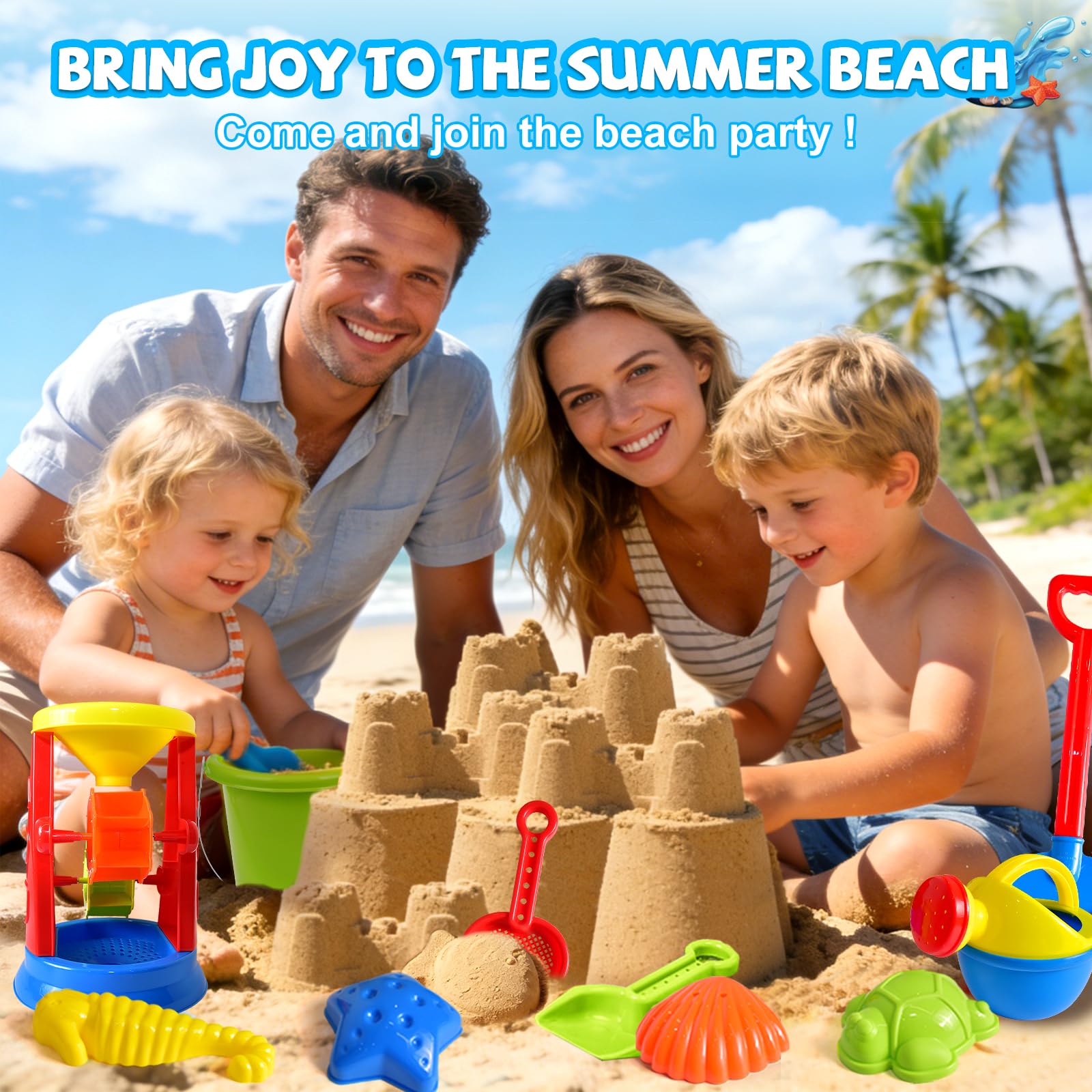 19-teiliges Strand-Sandspielzeug-Set für Kinder, Sandkastenspielzeug, Strandmuscheln, Strand- und Strandspielzeug, Sandbox-Spielzeug für Kinder