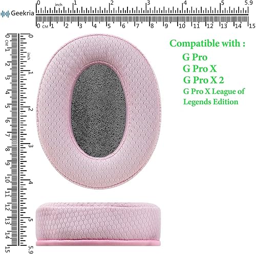 Miniatura 6 de Geekria PRO - Almohadillas de repuesto de tela de malla extra gruesa para Logitech G Pro, G Pro X, G Pro X 2, G Pro X Edición League of Legends,