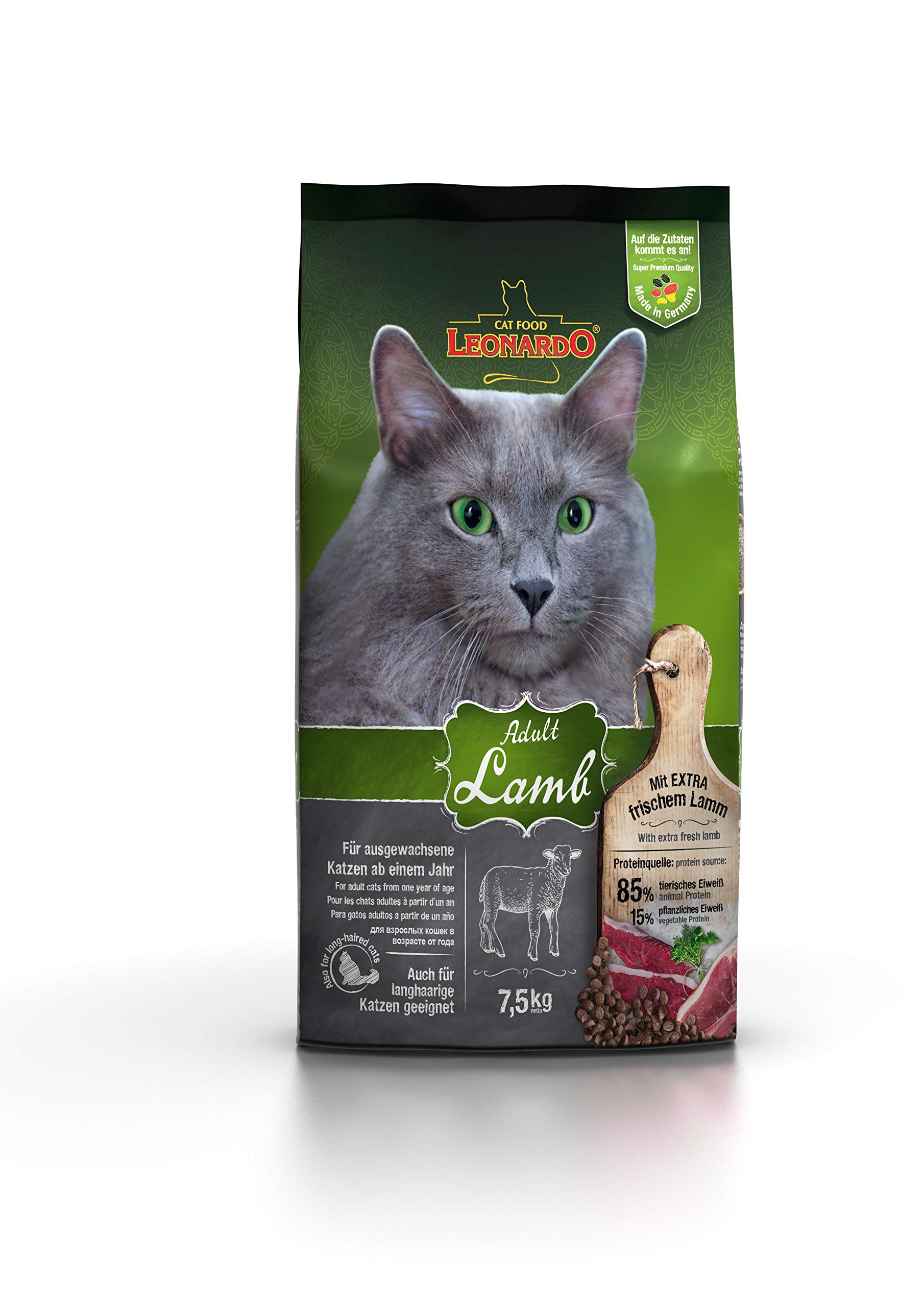 Leonardo Adult Lamb [7,5kg] Cibo per gatti | Cibo secco per gatti | Alimento completo per gatti adulti di tutte le razze di almeno 1 anno