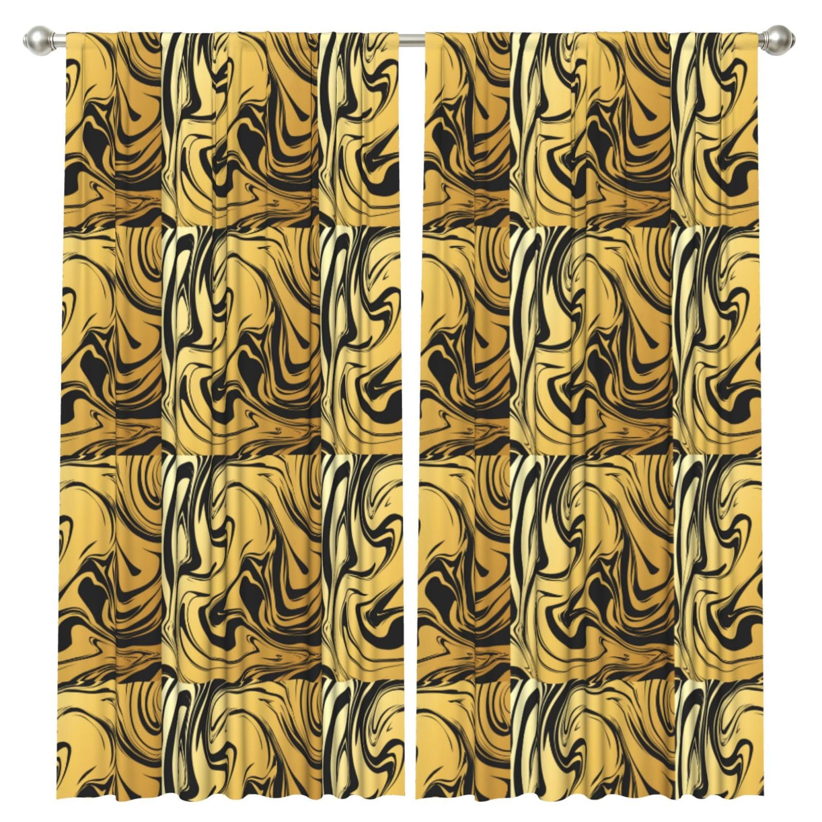 InOmak Marble Texture Copper, 2 Panels Window Curtains 52 x 84 Inch Blackout Curtains for Living Room Bedroom