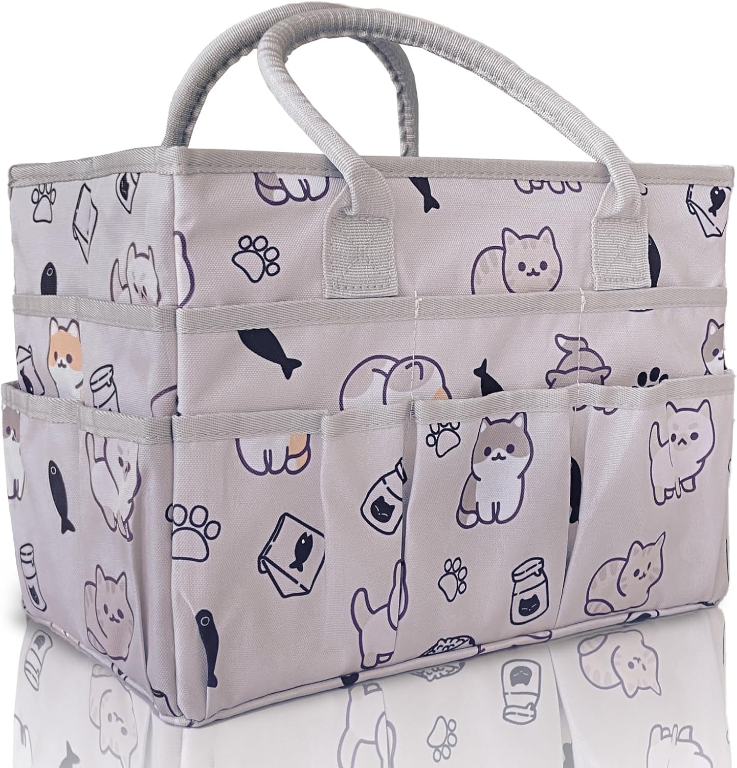 Cupohus Craft Organizer Tote Bag – Art Organizer, Craft Caddy with Multiple Pockets, Large Capacity Supply Storage Bag for Sewing, Knitting, Painting, and Travel (Pet Prints)