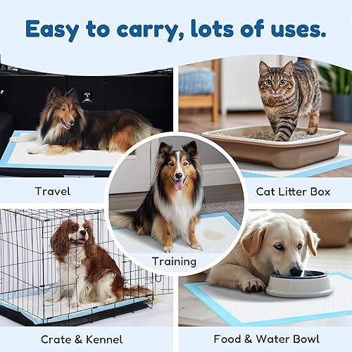 Miniatura 6 de Almohadilla de entrenamiento impermeable súper absorbente para perros y cachorros, almohadilla para mascotas, azul (23.6 x 23.6 pulgadas (100