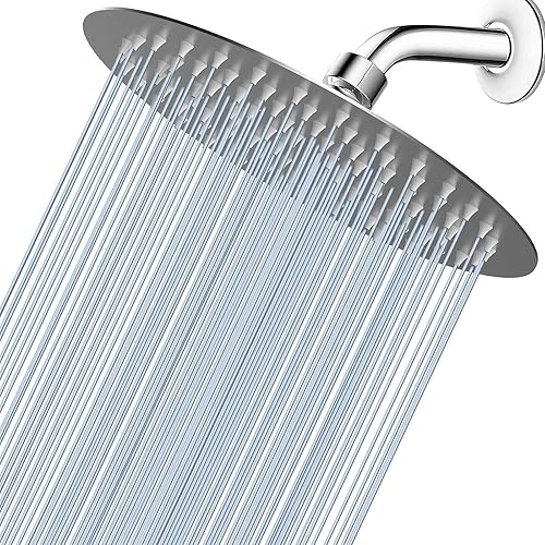 Miniatura 57 de Voolan Cabezal de ducha de lluvia, cabezal de ducha grande de alto flujo hecho de acero inoxidable de metal, cubierta de cuerpo de cascada, soporte