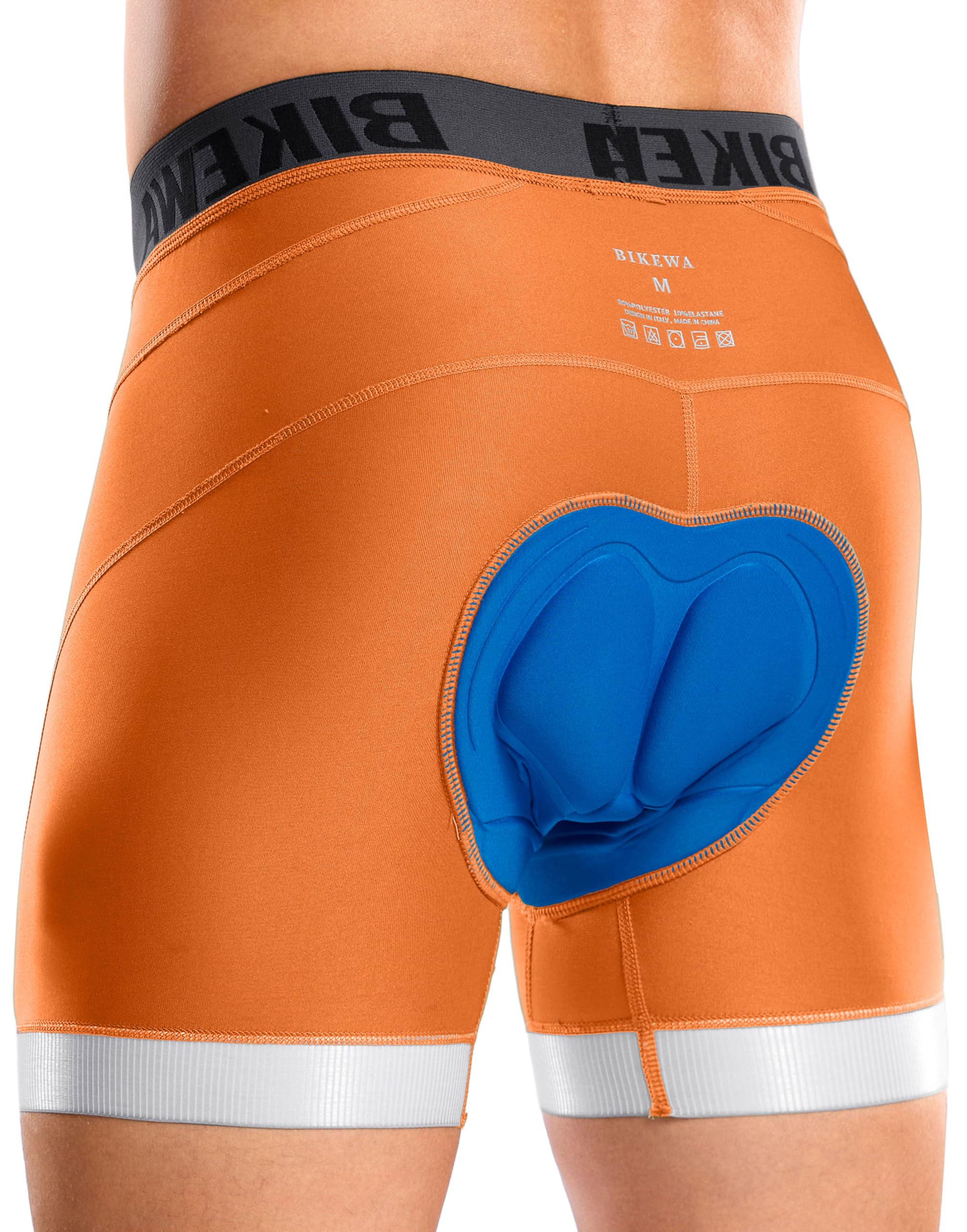 Bikewa Men's Cycling Underwear with Anti-Slip Leg Grips 4D Padded Bike Shorts MTB Liner for Bicycle Biking Riding