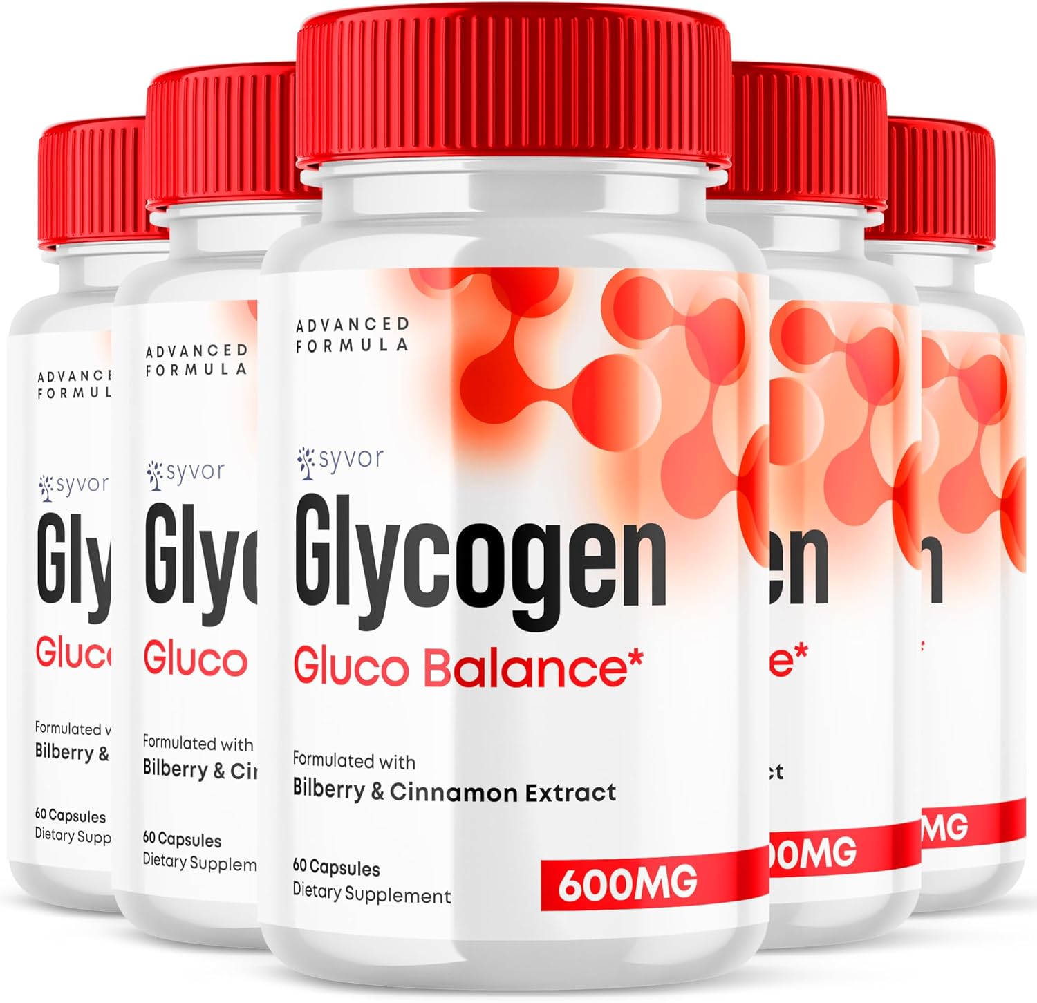 (5 Pack) Glycogen Balance Capsules - Glyco Balance Advanced Formula Glycogen Supplement Pills - All Natural Vitamin Supporting Healthy Living and Wellness in a Daily Premium Capsule (300 Capsules)