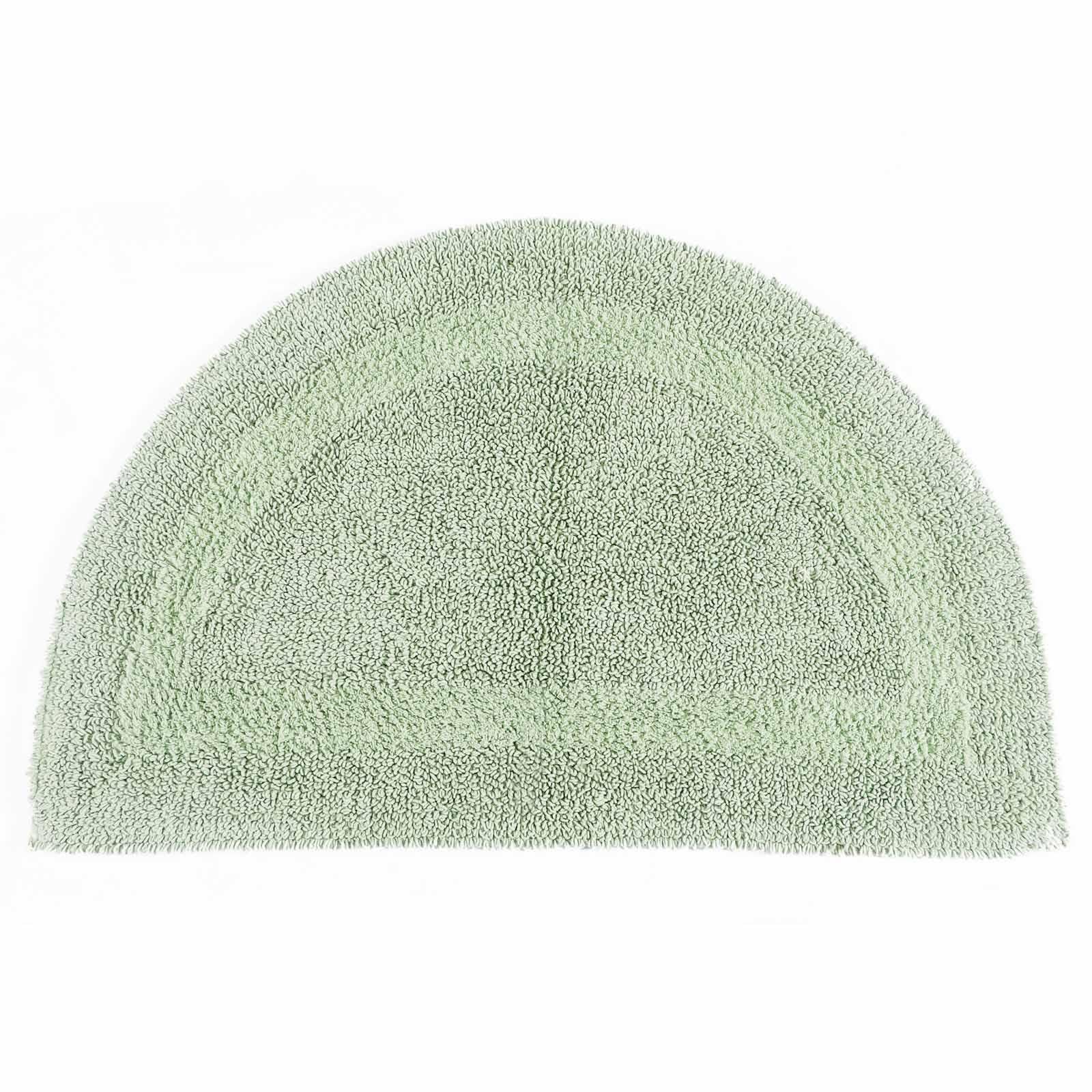 HOMESCAPES Half Round Bath Mat, Luxury 1600gsm Extra Soft 100% Cotton, Reversible Bathroom Mats Non-Slip, Washable, Super Absorbent, Quick-Dry, Sage Green Semi Circle Bathroom Rug, 50 x 80 cm