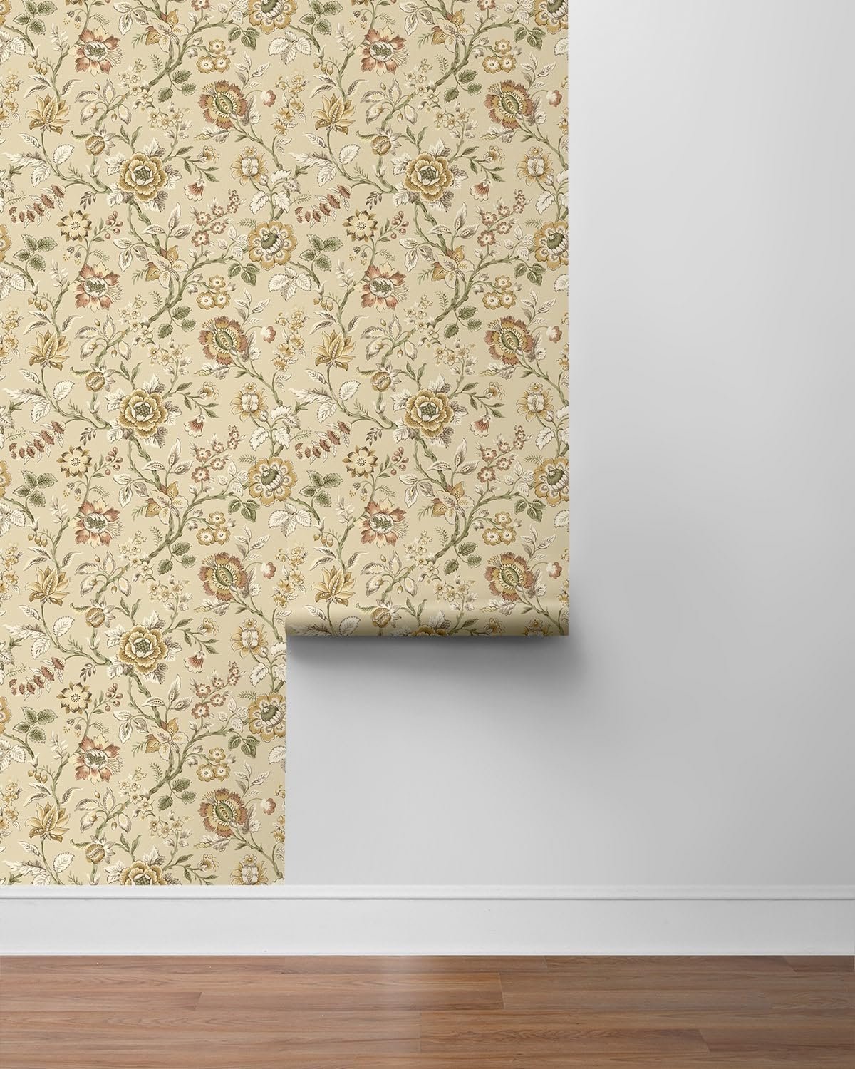 NextWall Stacy Garcia Jacobean Floral Trail Peel and Stick Wallpaper (Latte)