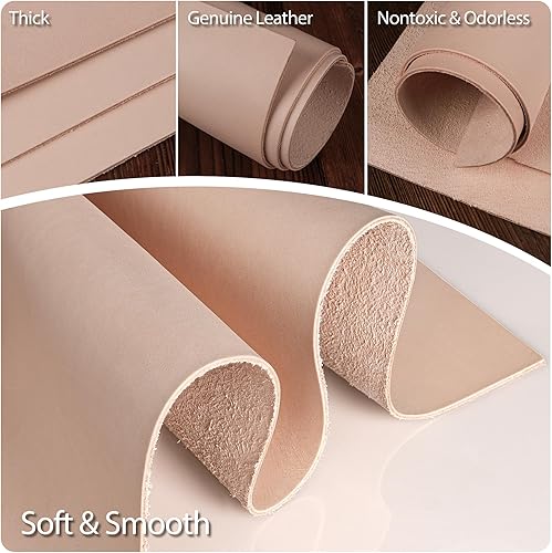 Miniatura 3 de JinRuiKJ Herramientas de cuero cuadrado de grado A de 0.071-0.079in de grosor, piezas de cuero curtido vegetal precortadas de 8 x 12 pulgadas, hojas