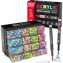 366 Colors Acrylic Paint Markers with Automatic Ink Control System, Quick Dry No Bleed High Opacity Water-Based Brush Tip for Rock Wood Canvas Glass Ceramic DIY Art Crafts
