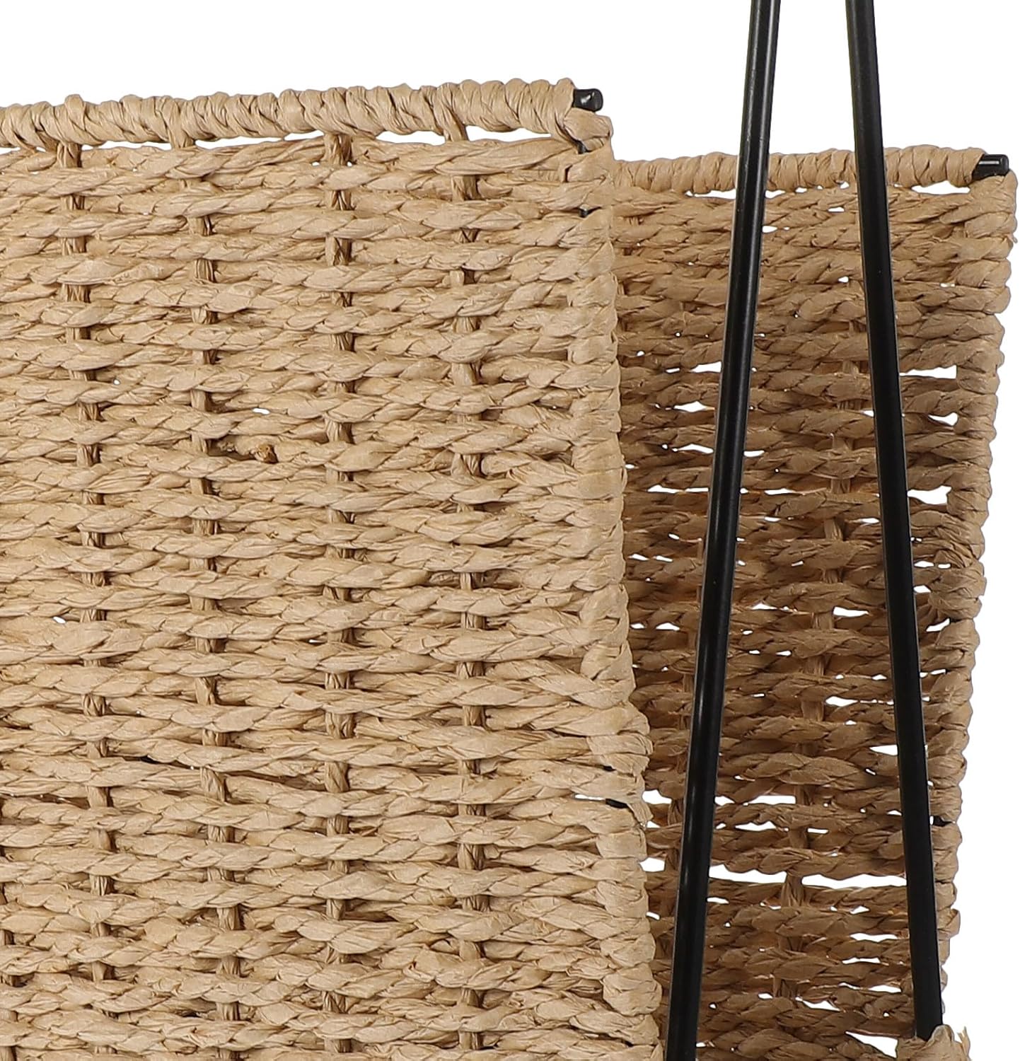 Handwoven Rustic Storage Basket for Items and Treats, Natural Straw Woven Organizer with Handle, Home Shelf Storage Holder for Household Organization
